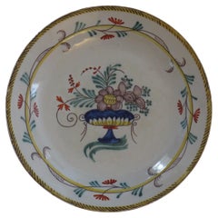 Used 18th Century Faience Earthenware Plate -B, hand painted, French circa 1780