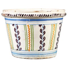 18th Century Faience Jardinière with Zinc Liner, with Blue decoration on White