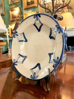 18th C. Vide Poche Faience Plate Bowl Toledo on Stand Decorative Antique Object