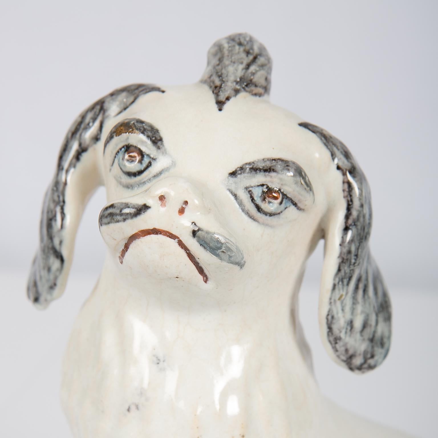 Rococo Pekingese Puppy 18th Century French Faience Made in Rouen Circa 1760