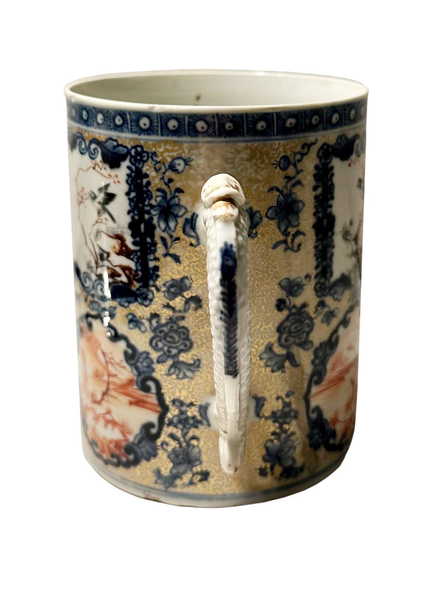 18th Century Famille Rose Tankard In Good Condition For Sale In Tampa, FL