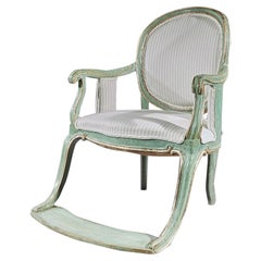 Fauteuil du 18ème siècle « Fauteuil » en peinture originale « Eau de Nil » et dorure à l'argent