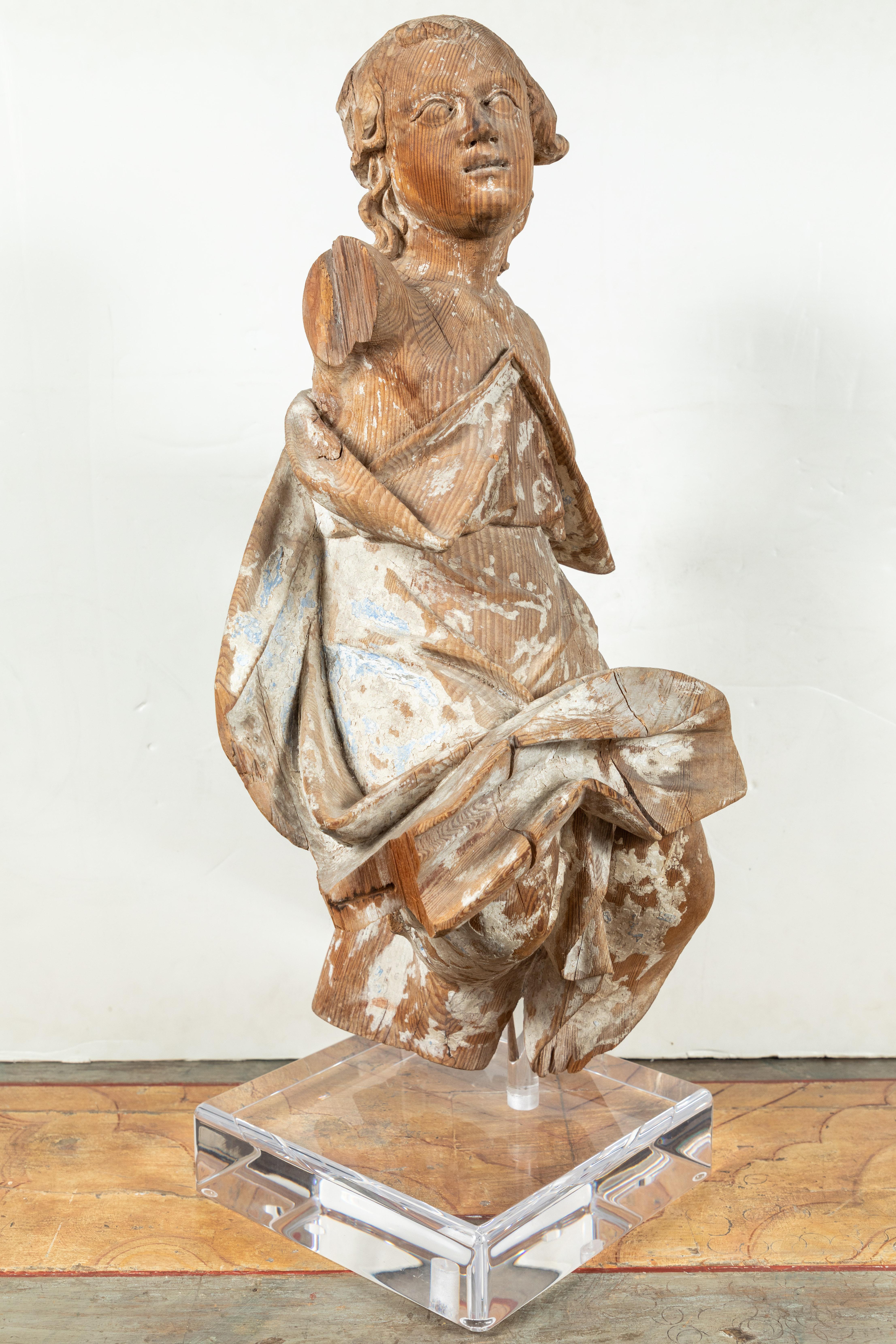 Hand-Carved 18th Century, Figural Sculpture Fragment