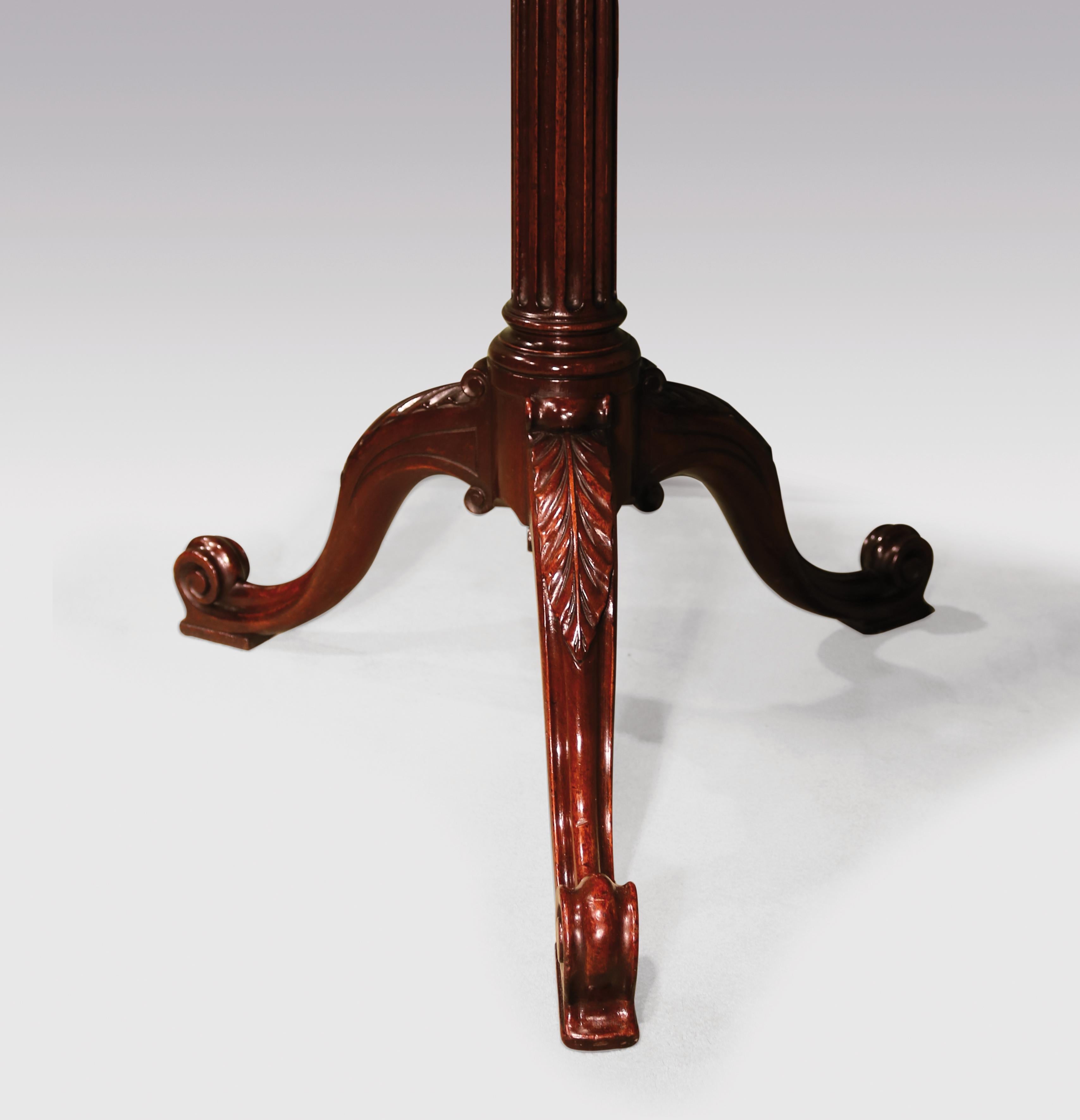 Chippendale 18th Century Figured Mahogany Tripod Table