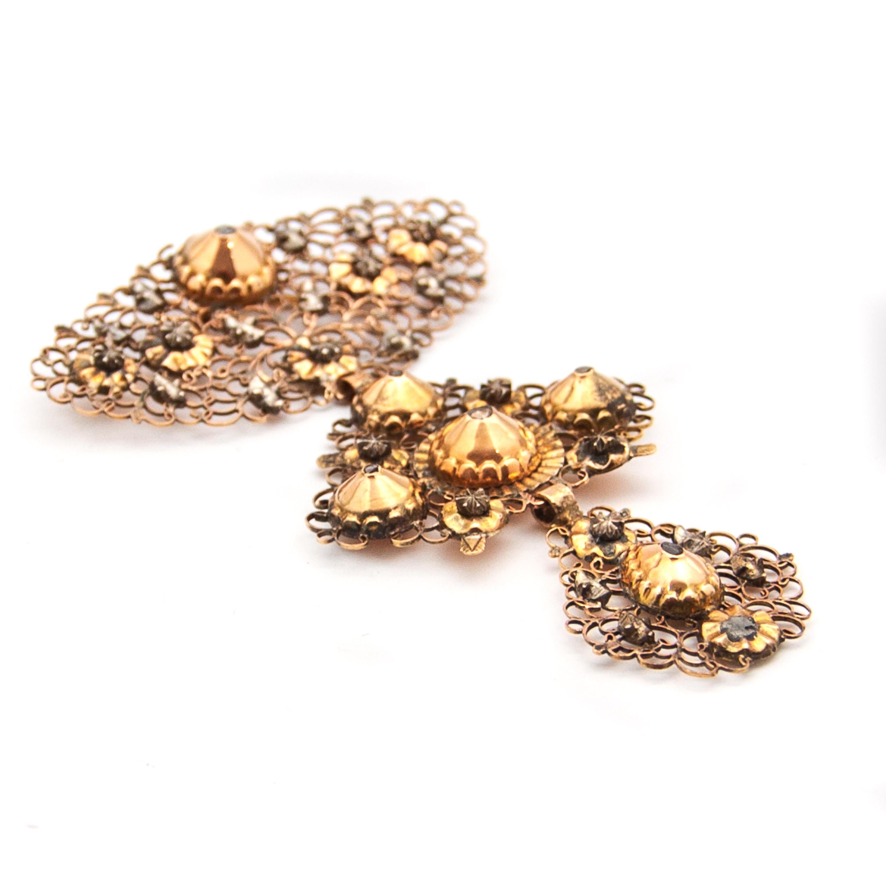 Rose Cut Antique 1750s Diamond and 18K Gold Cross Pendant For Sale