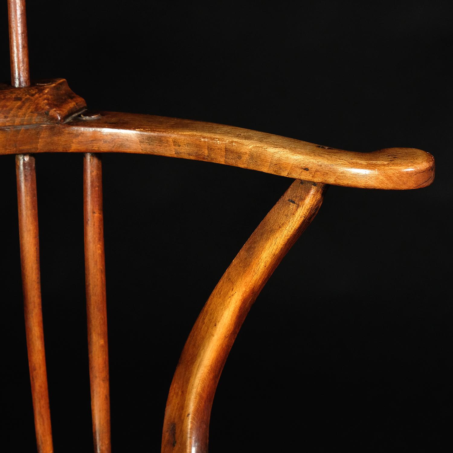 18th Century Fine English West Country Comb Back Windsor Chair, Fruitwood 2