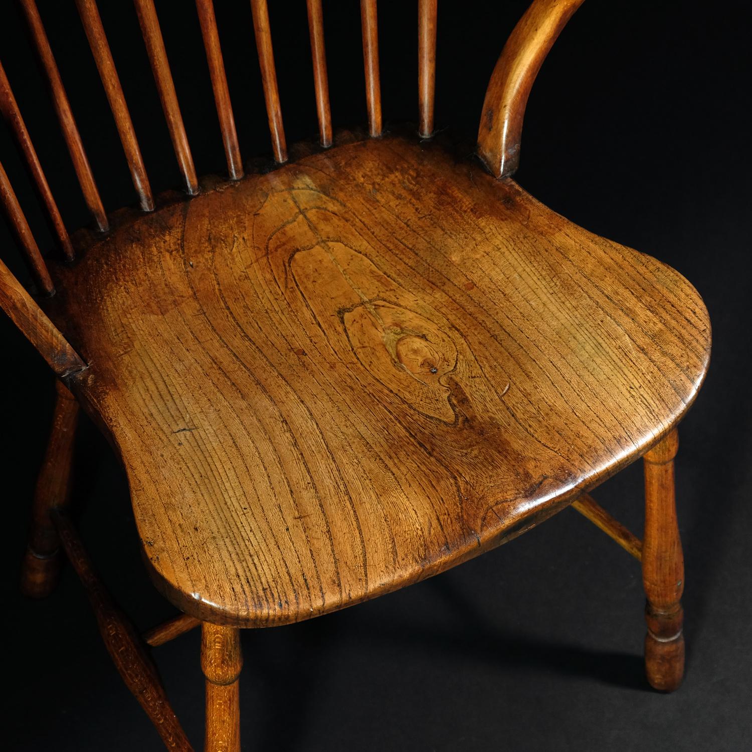 18th Century Fine English West Country Comb Back Windsor Chair, Fruitwood 4