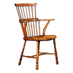 Chaise Windsor du 18ème siècle à dossier en bois fruitier de la campagne ouest anglaise