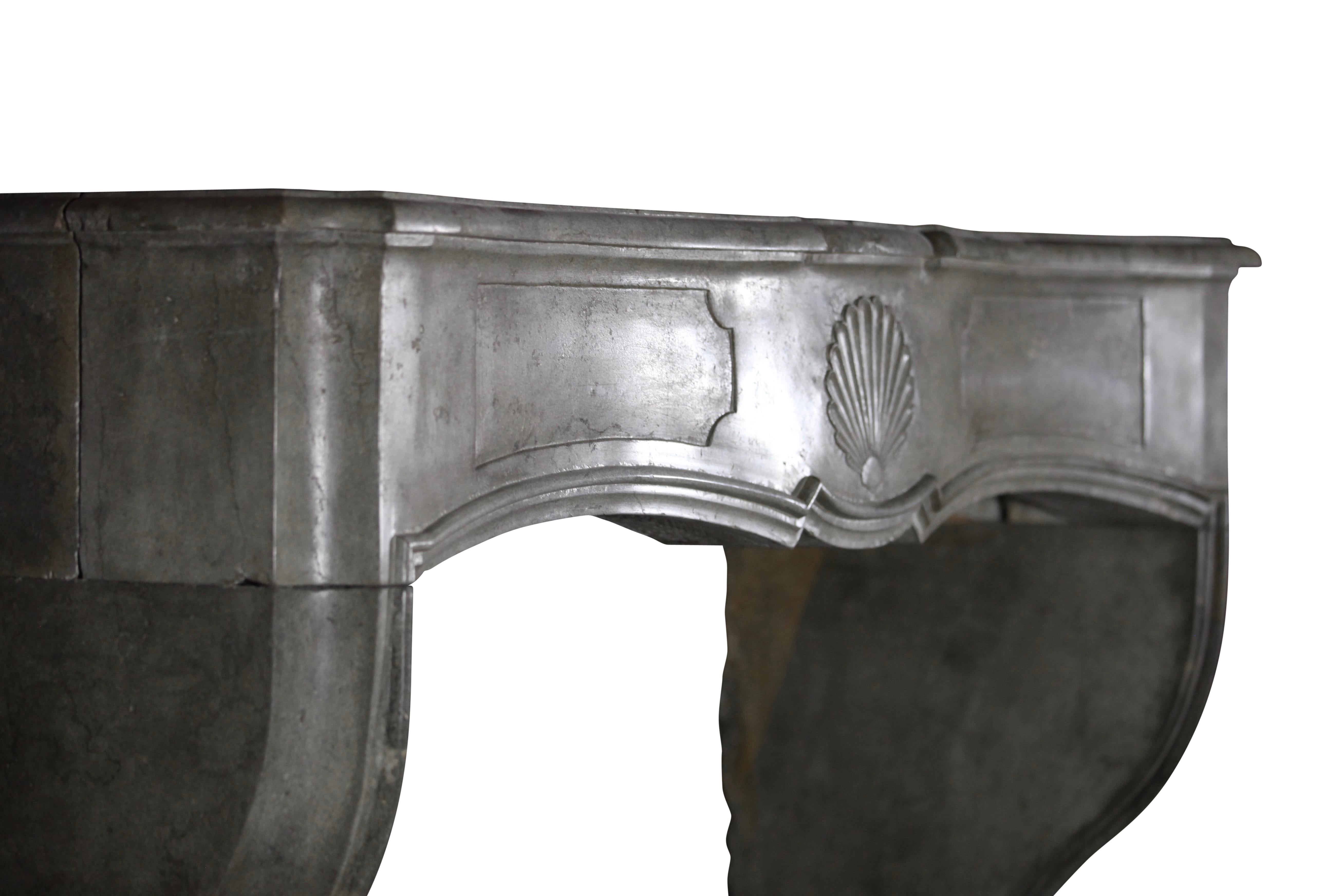 18th Century Fine European Grey Marble Stone Antique Fireplace Mantle For Sale 9
