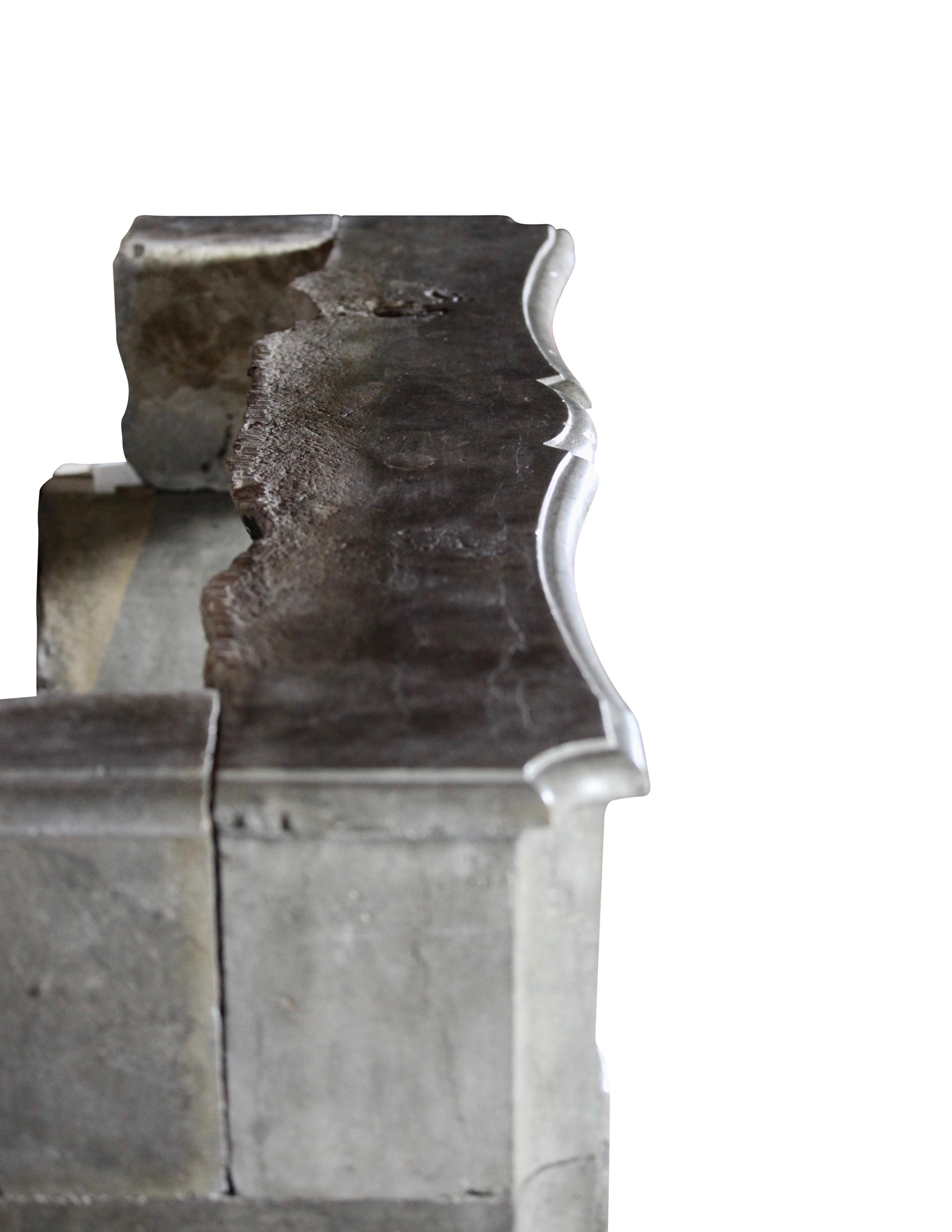 Manto antiguo de chimenea de mármol gris europeo del siglo XVIII en venta 10