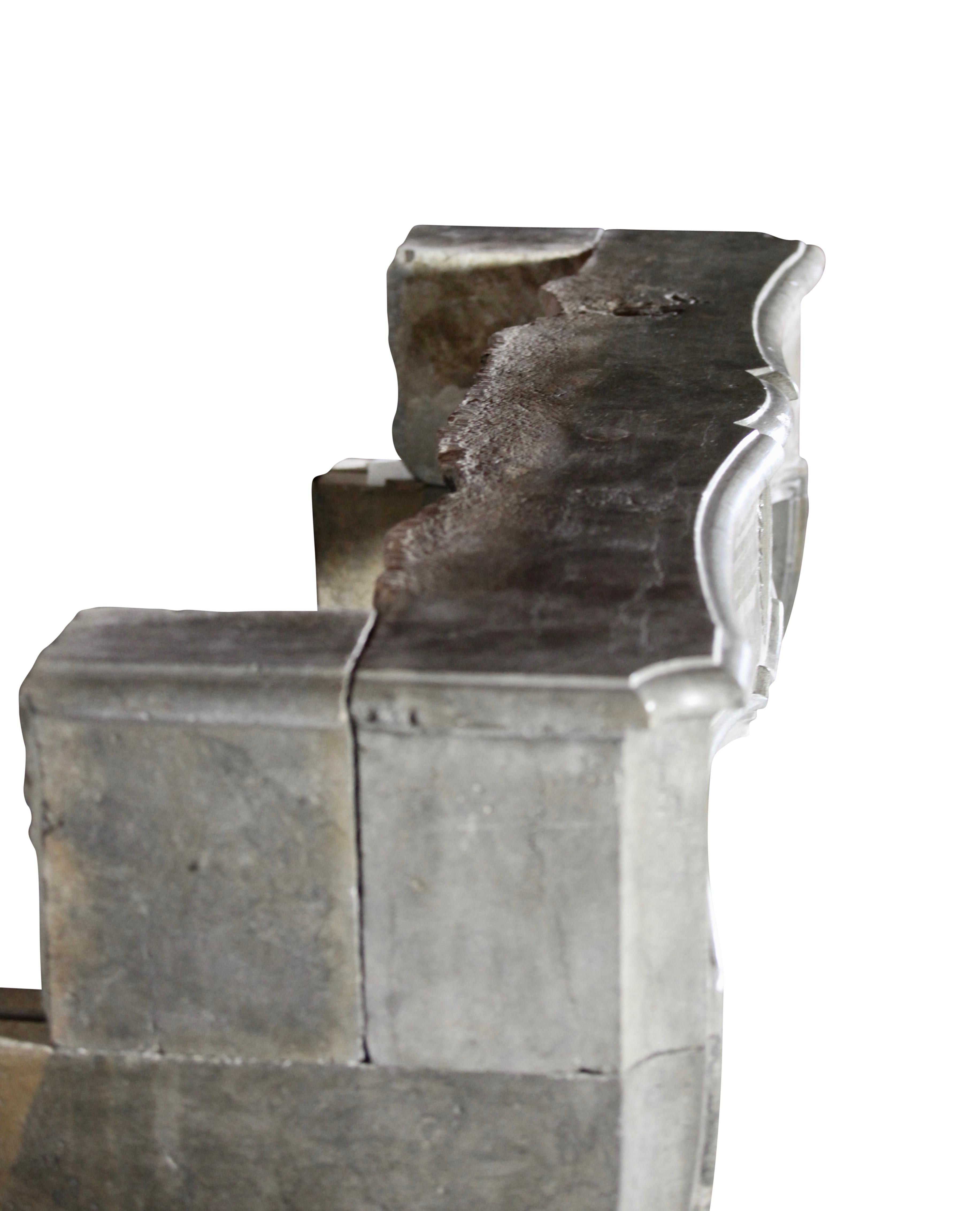 Manto antiguo de chimenea de mármol gris europeo del siglo XVIII en venta 11