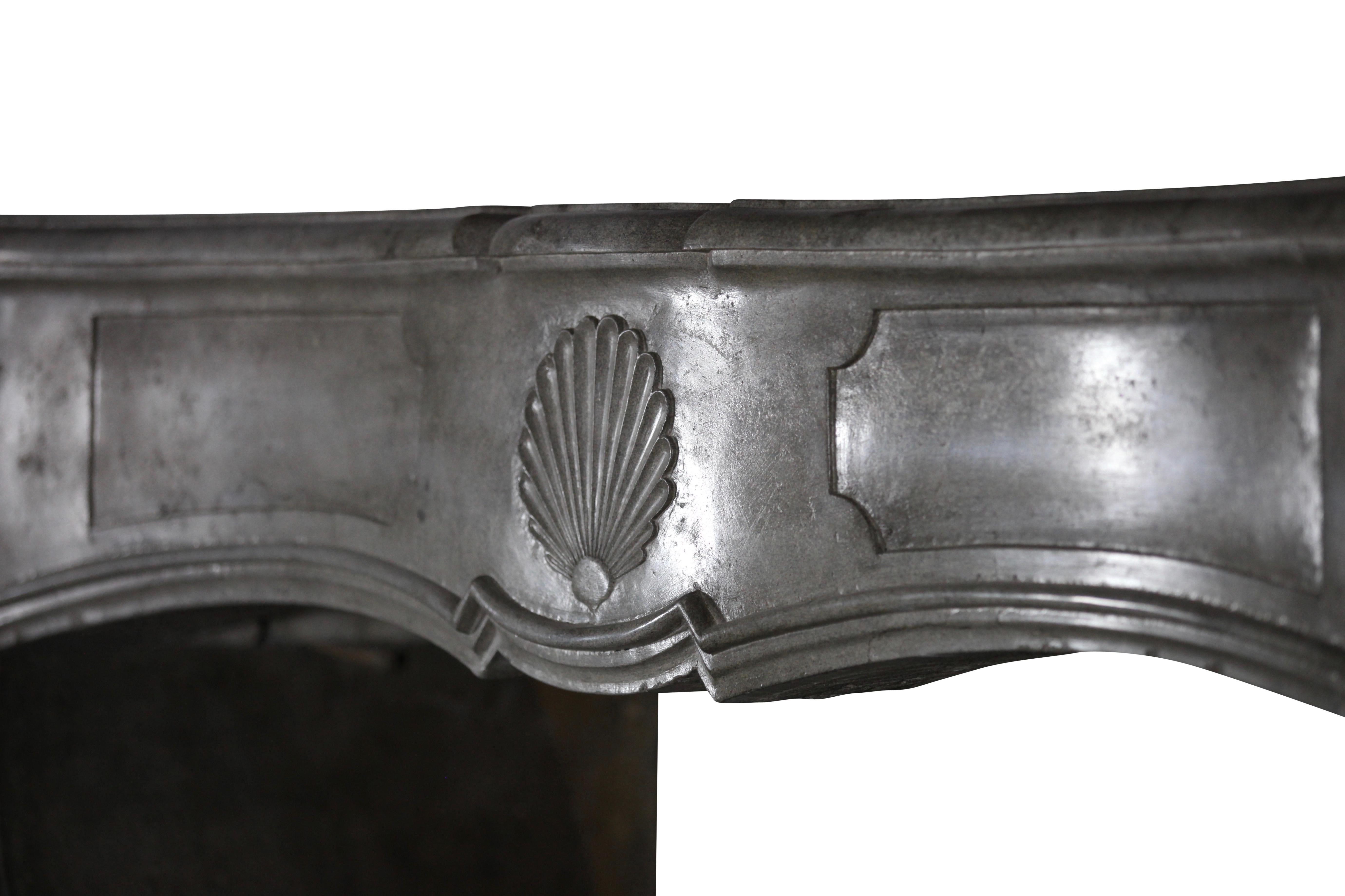 Louis XV 18th Century Fine European Grey Marble Stone Antique Fireplace Mantle For Sale