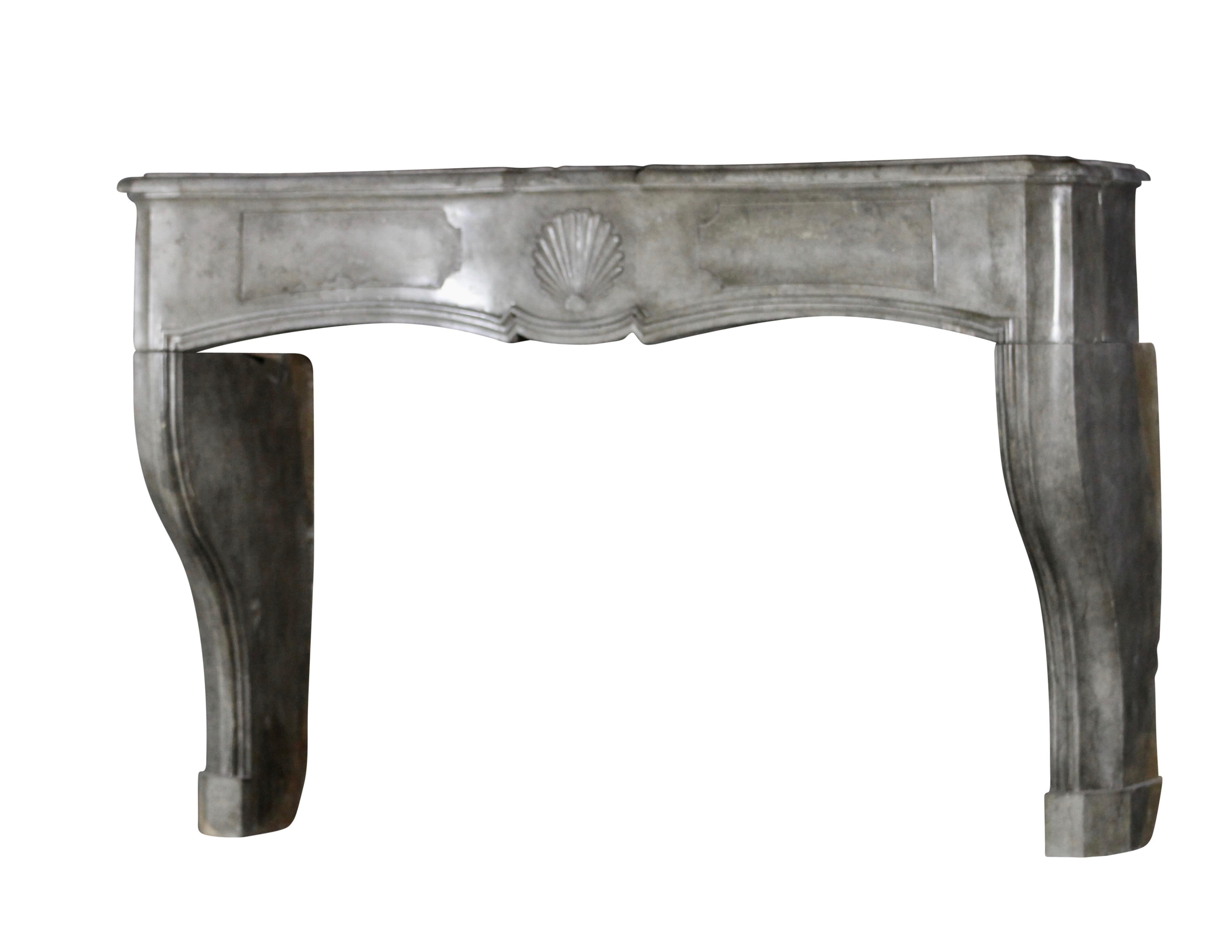 Hand-Carved 18th Century Fine European Grey Marble Stone Antique Fireplace Mantle For Sale
