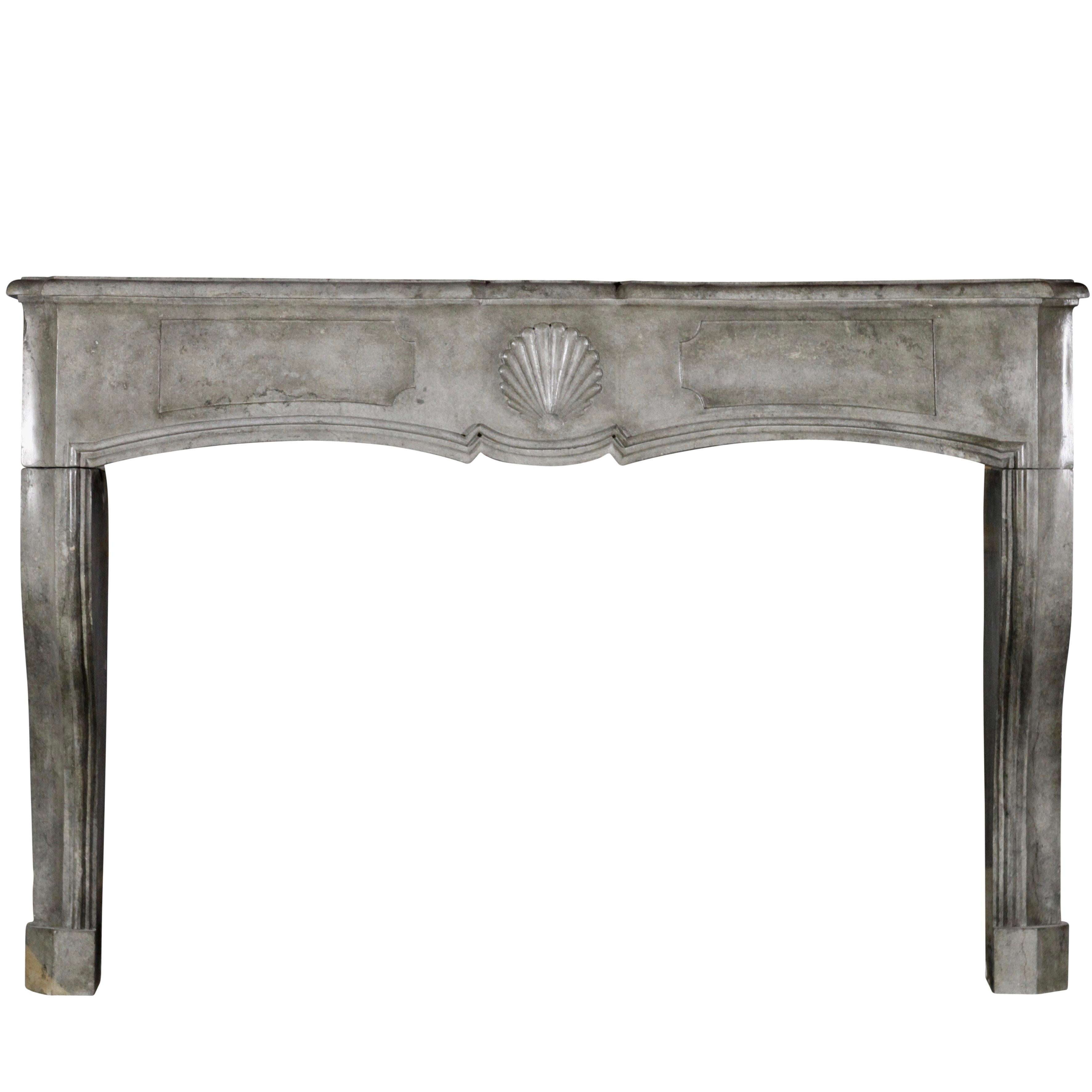 18th Century Fine European Grey Marble Stone Antique Fireplace Mantle For Sale