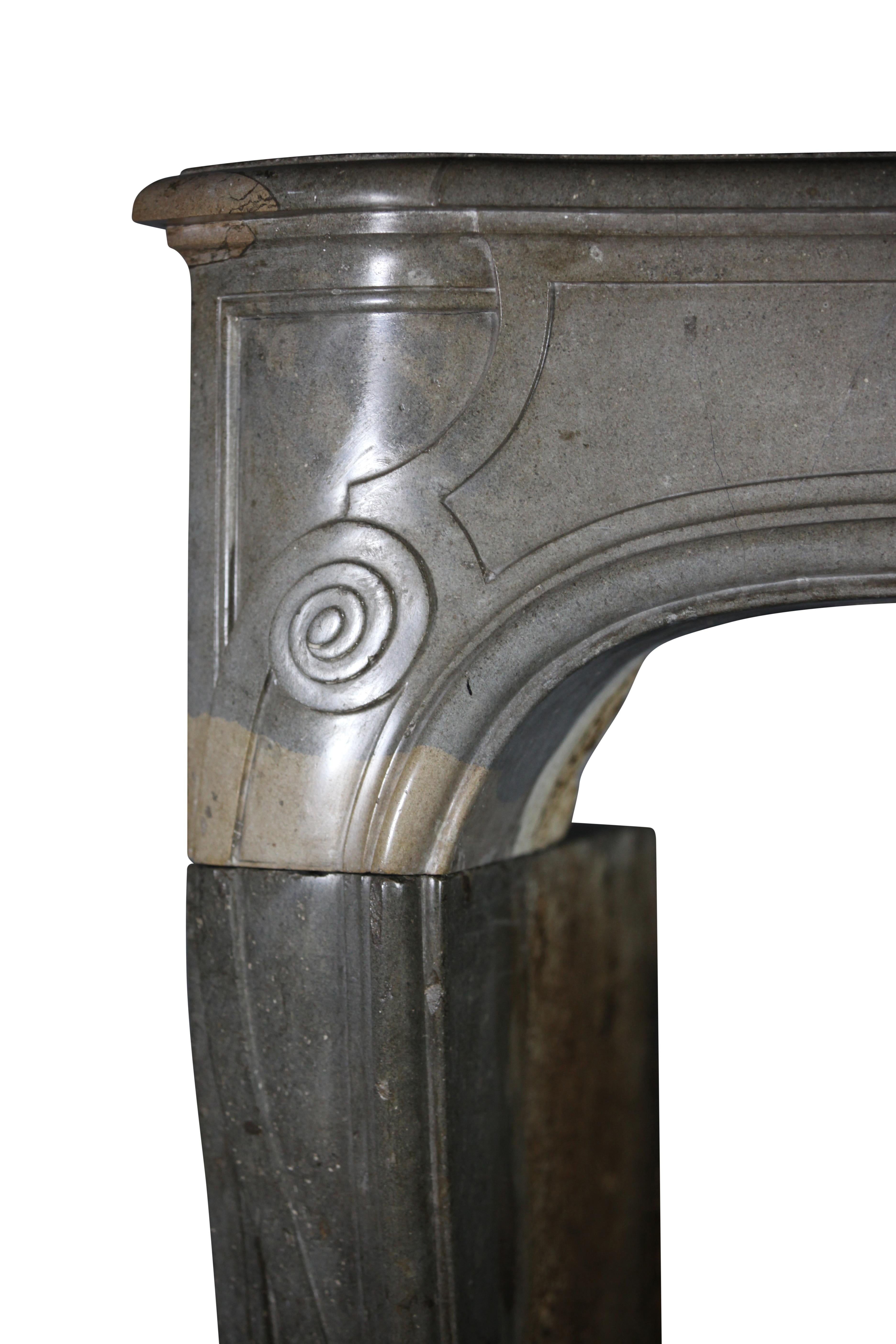 French 18th Century Fine European Regency Bicolor Marble Hard Stone Antique Mantle For Sale