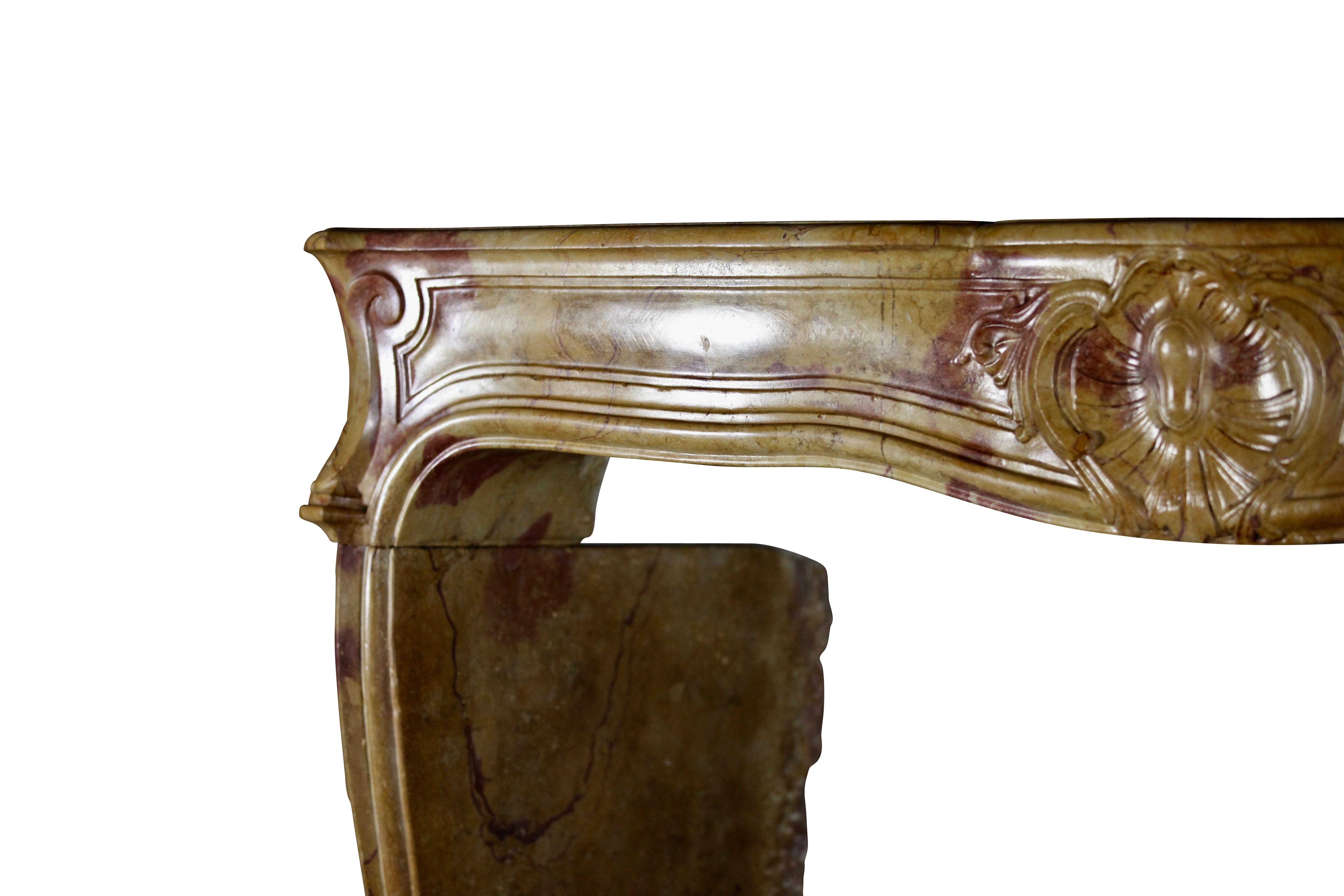 18th Century Fine French Bicolor Marble Hard Stone Antique Fireplace Mantle For Sale 7