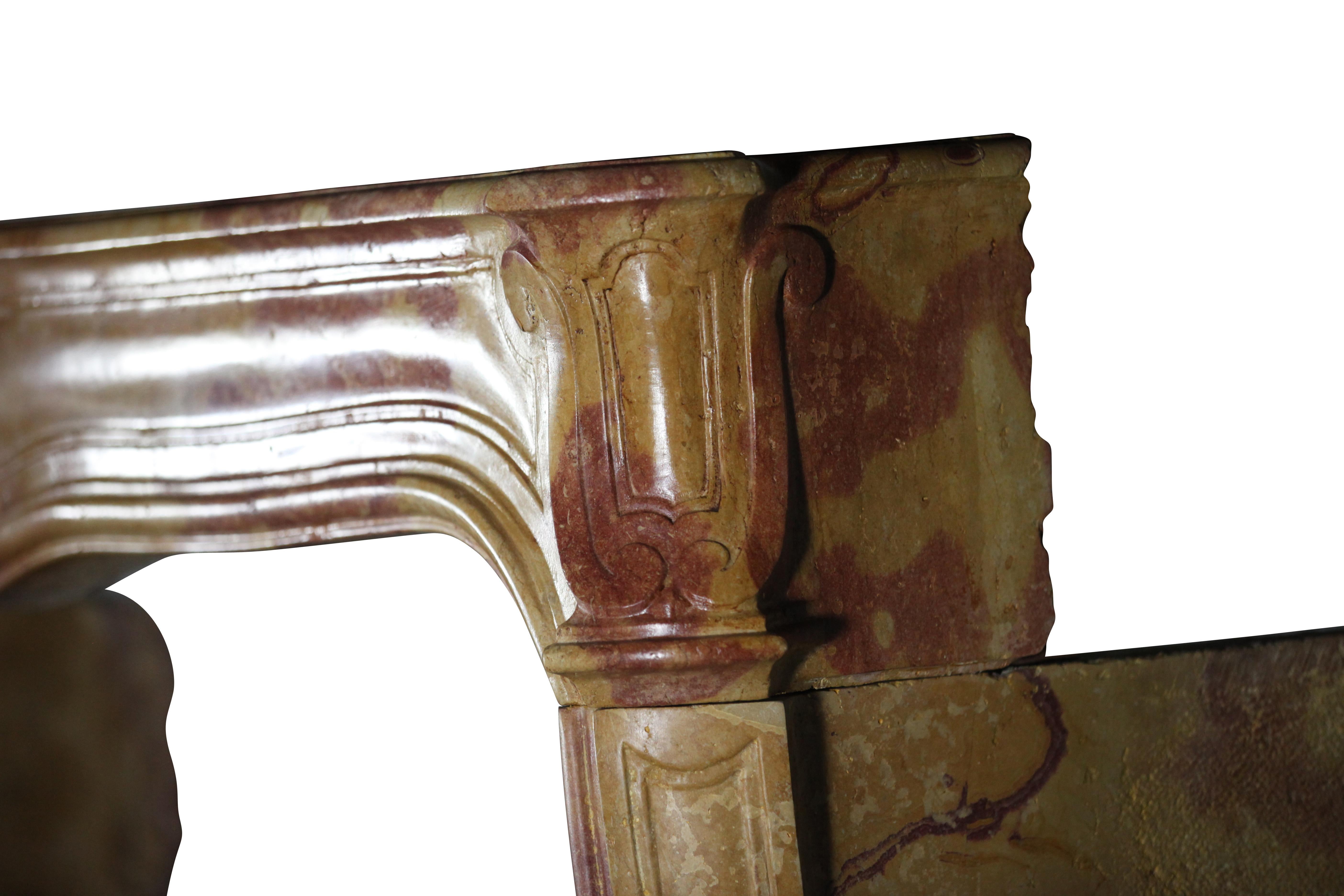 18th Century Fine French Bicolor Marble Hard Stone Antique Fireplace Mantle For Sale 1