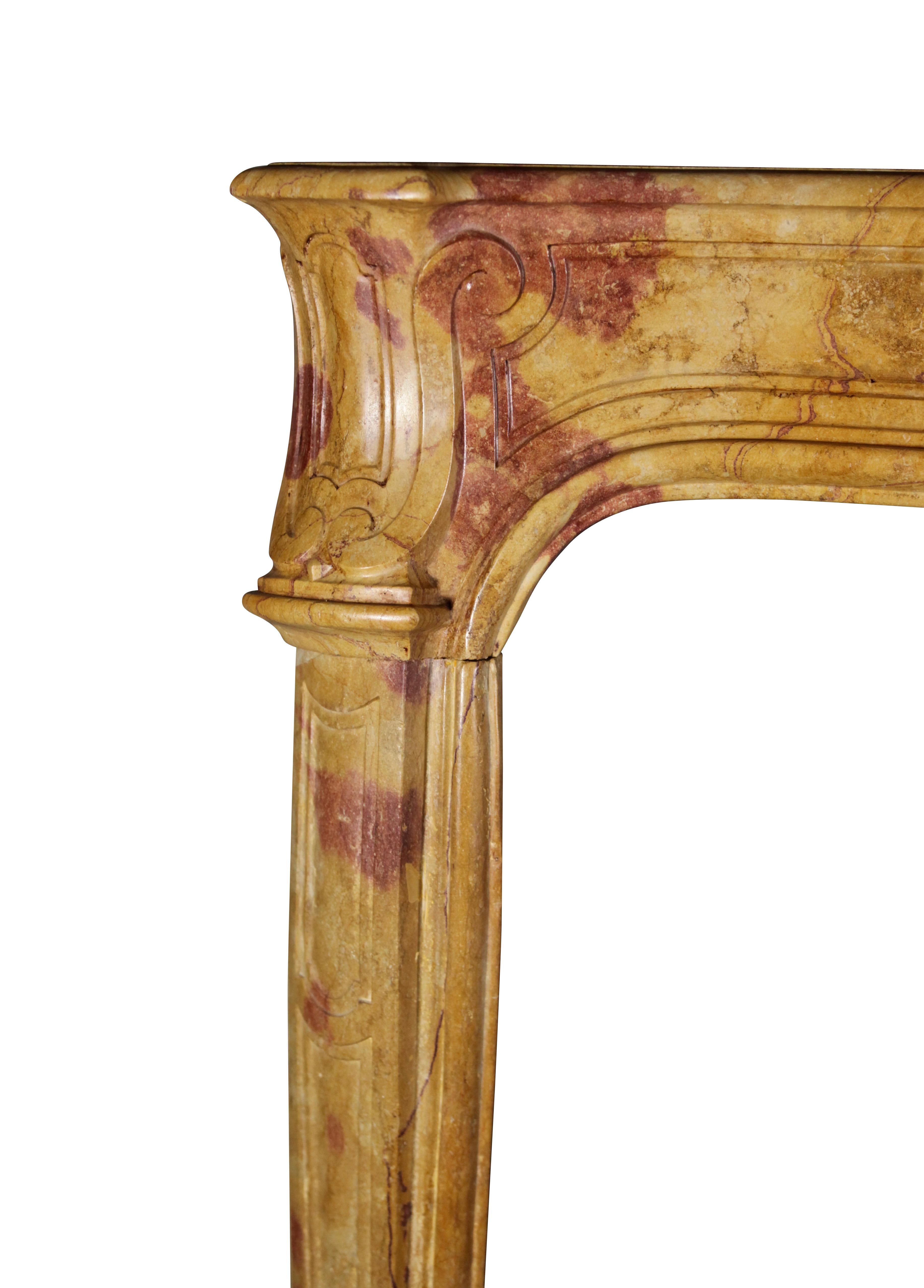 18th Century Fine French Bicolor Marble Hard Stone Antique Fireplace Mantle For Sale 2