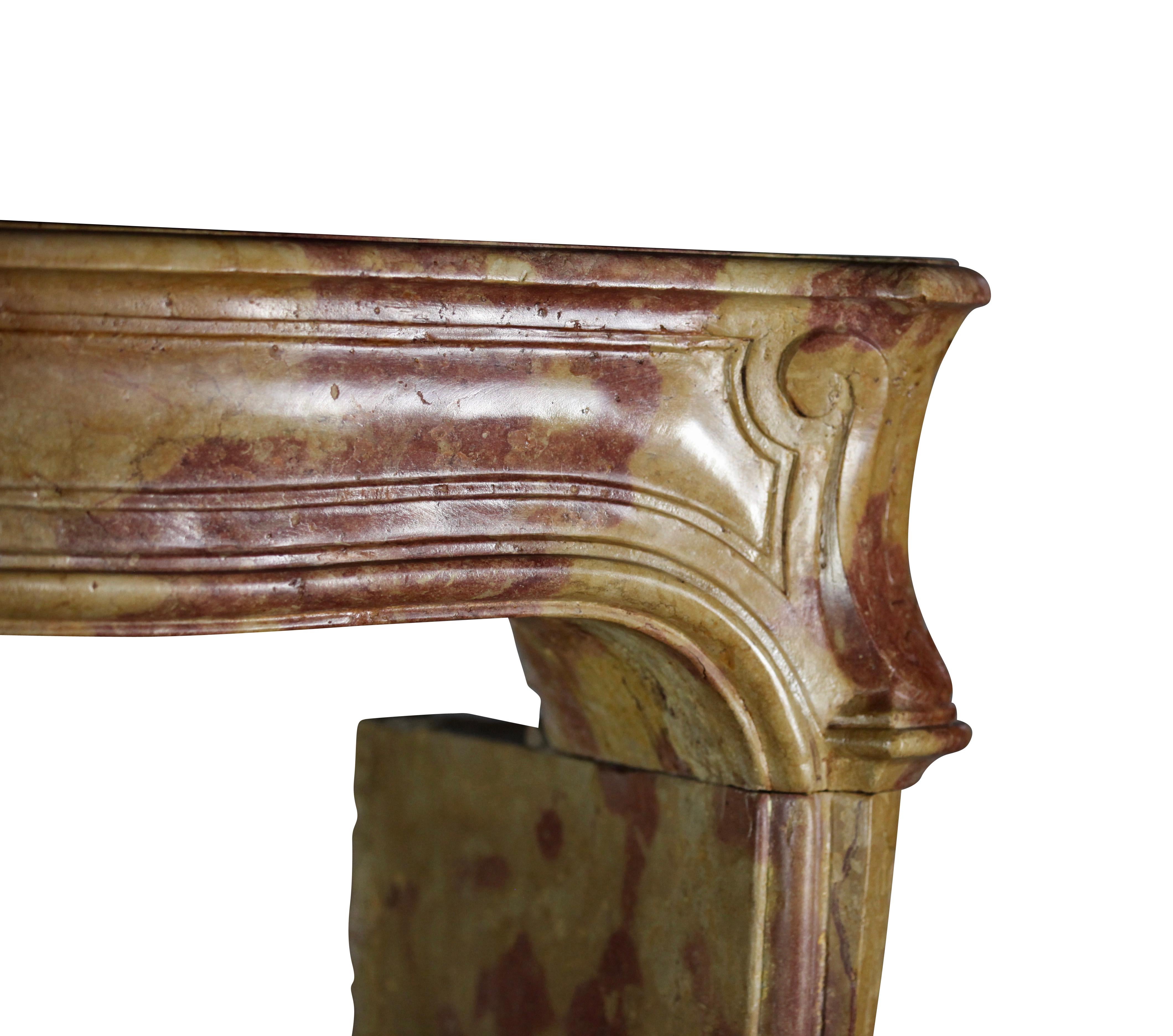 18th Century Fine French Bicolor Marble Hard Stone Antique Fireplace Mantle For Sale 3