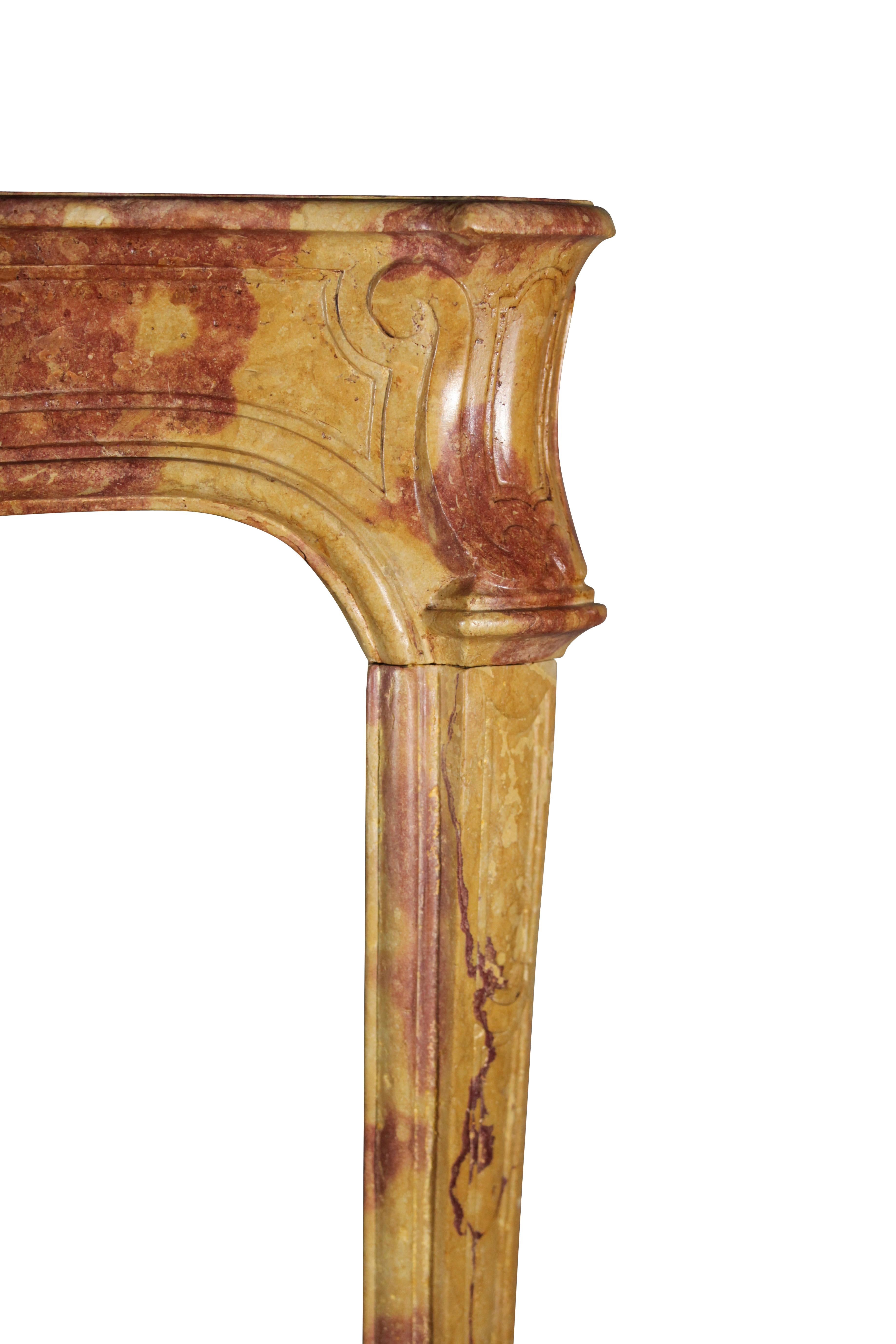 18th Century Fine French Bicolor Marble Hard Stone Antique Fireplace Mantle For Sale 4