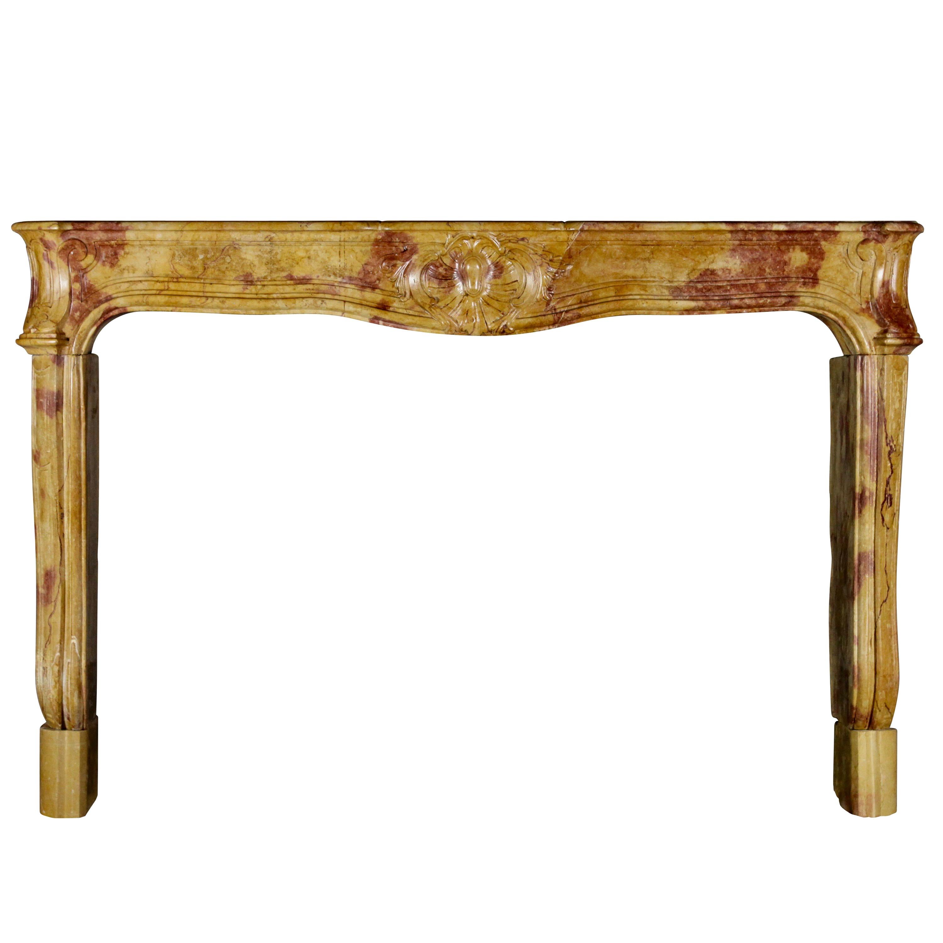 18th Century Fine French Bicolor Marble Hard Stone Antique Fireplace Mantle For Sale