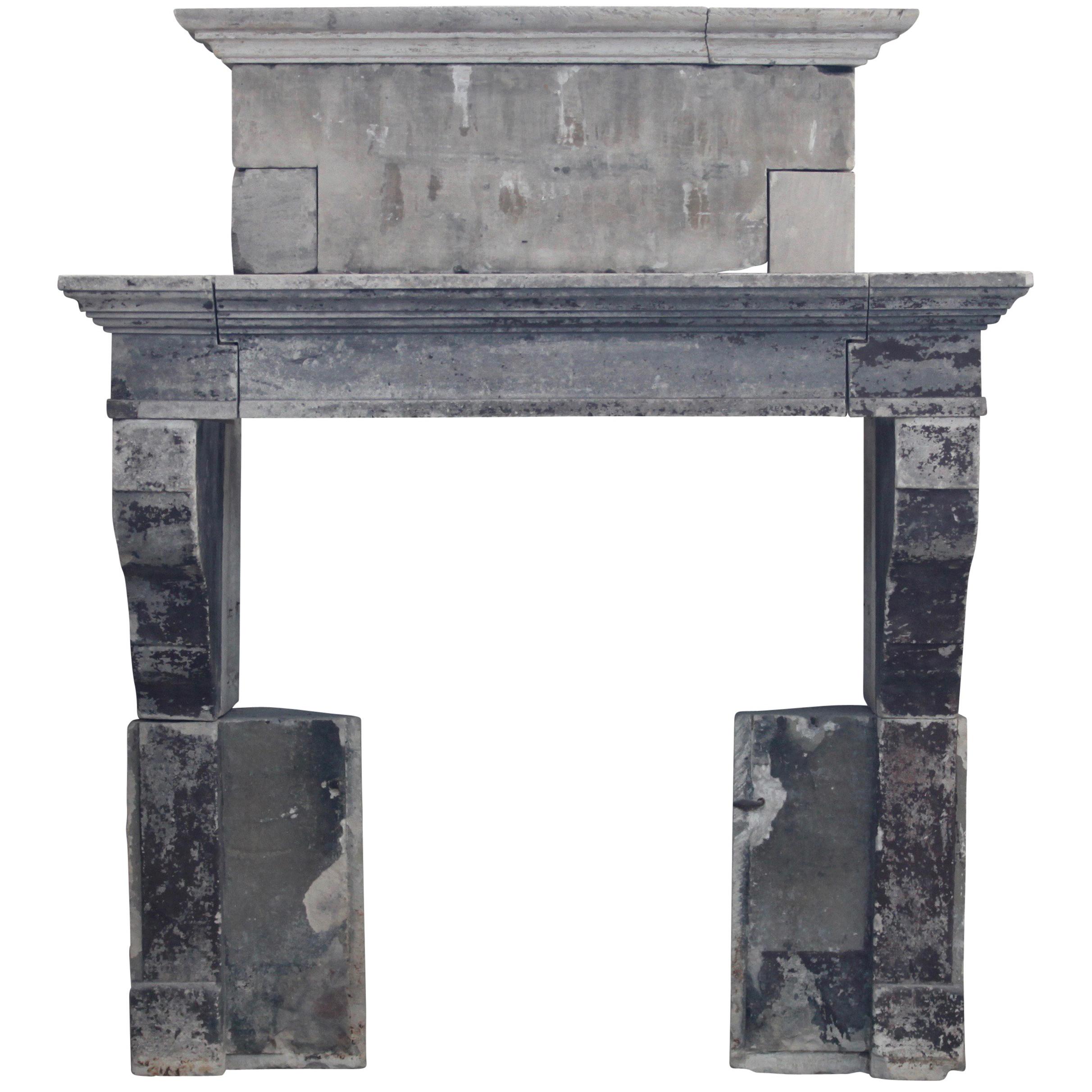18th Century Fine French Country Limestone Antique Fireplace For Sale