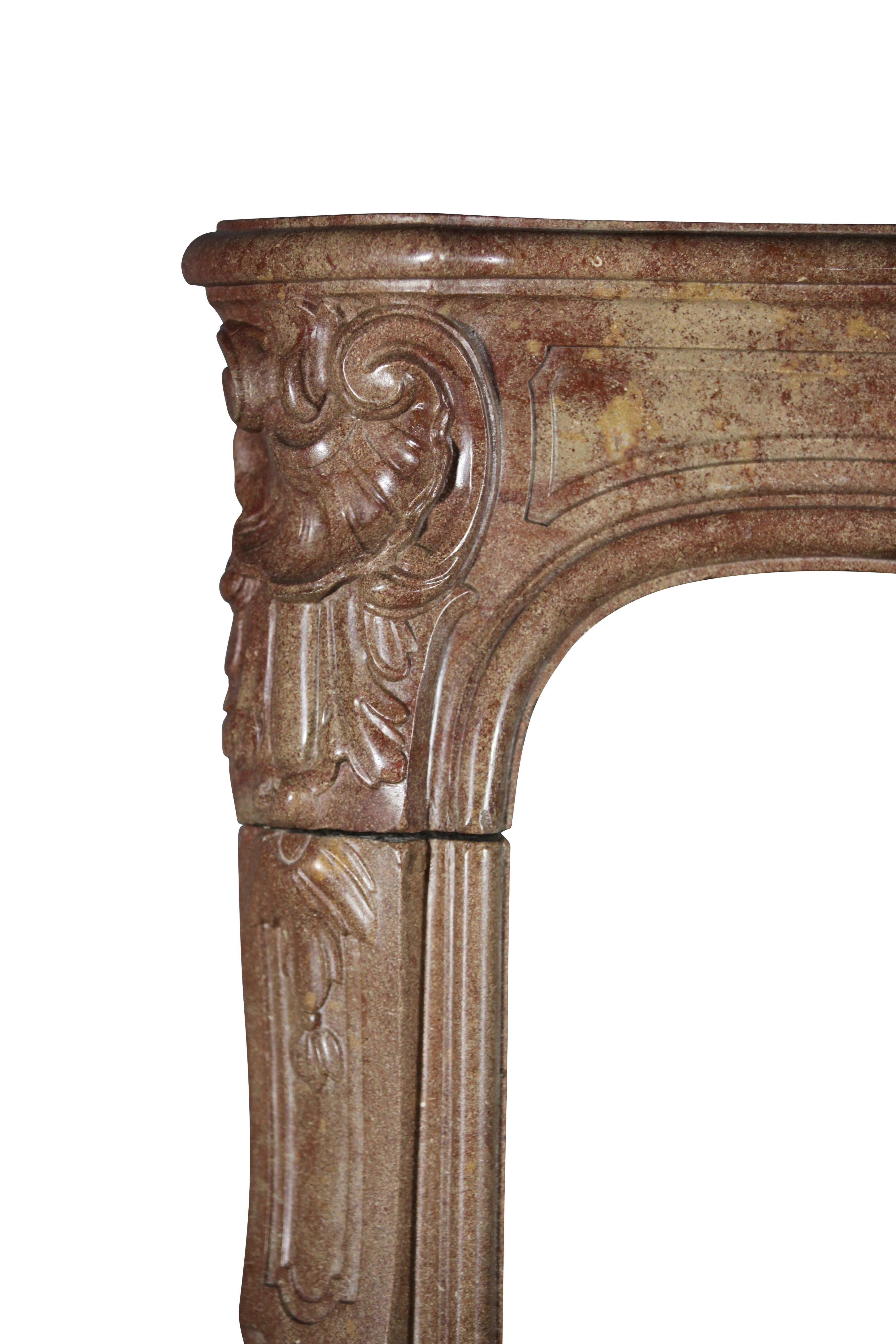 Hand-Carved 18th Century Fine French Marble Antique Fireplace Surround For Sale