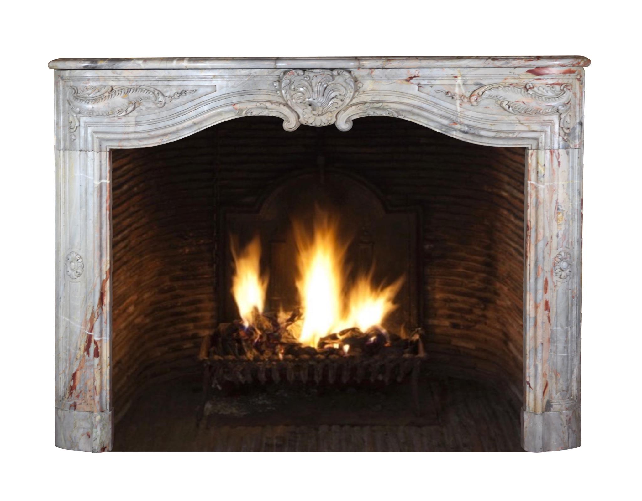 18th Century Fine French Regency Fireplace Surround In Royal Saracolin Marble For Sale 11