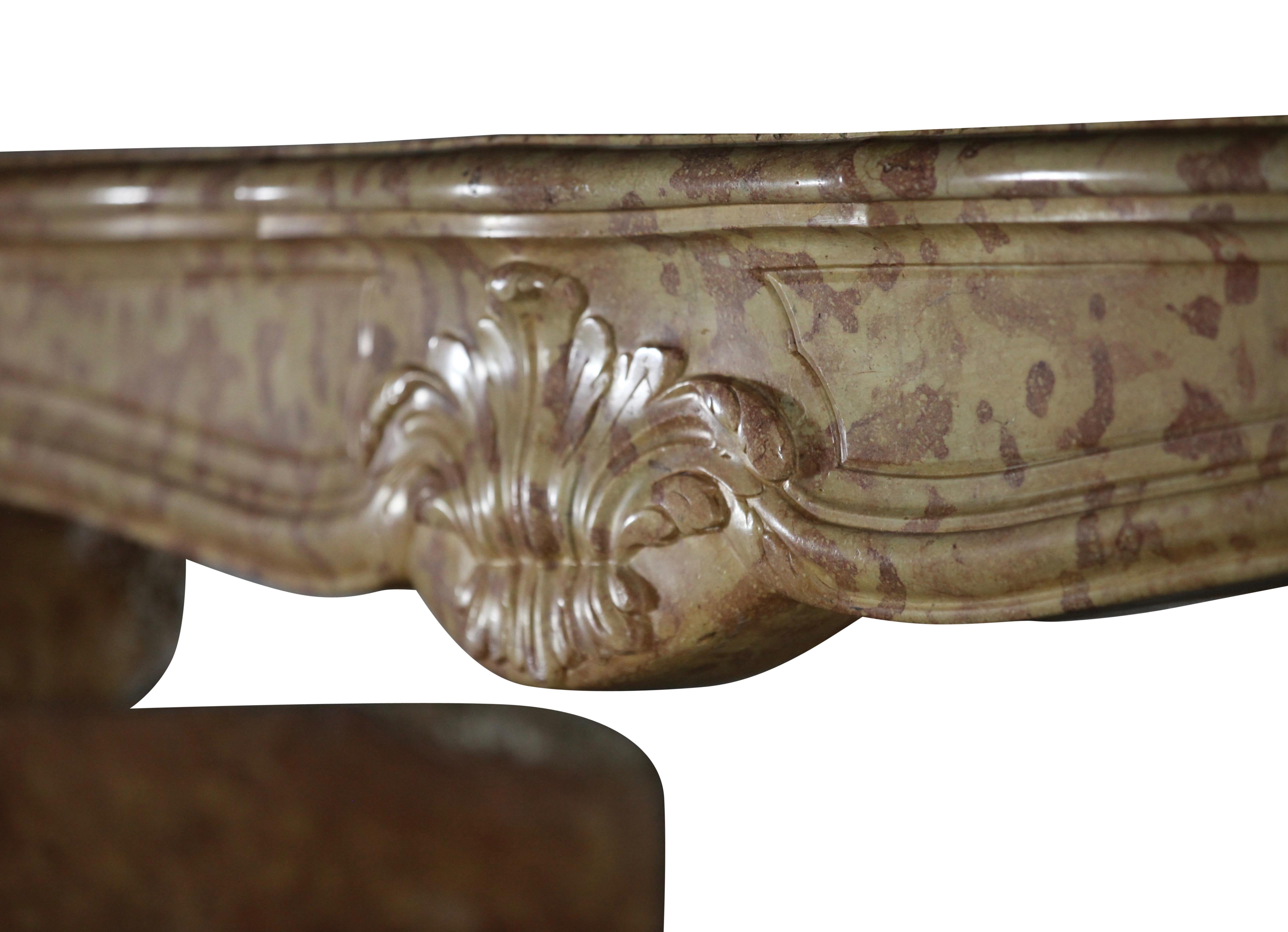 Pierre Cheminée en pierre du 18ème siècle de style Régence française avec cadre vintage en pierre en vente