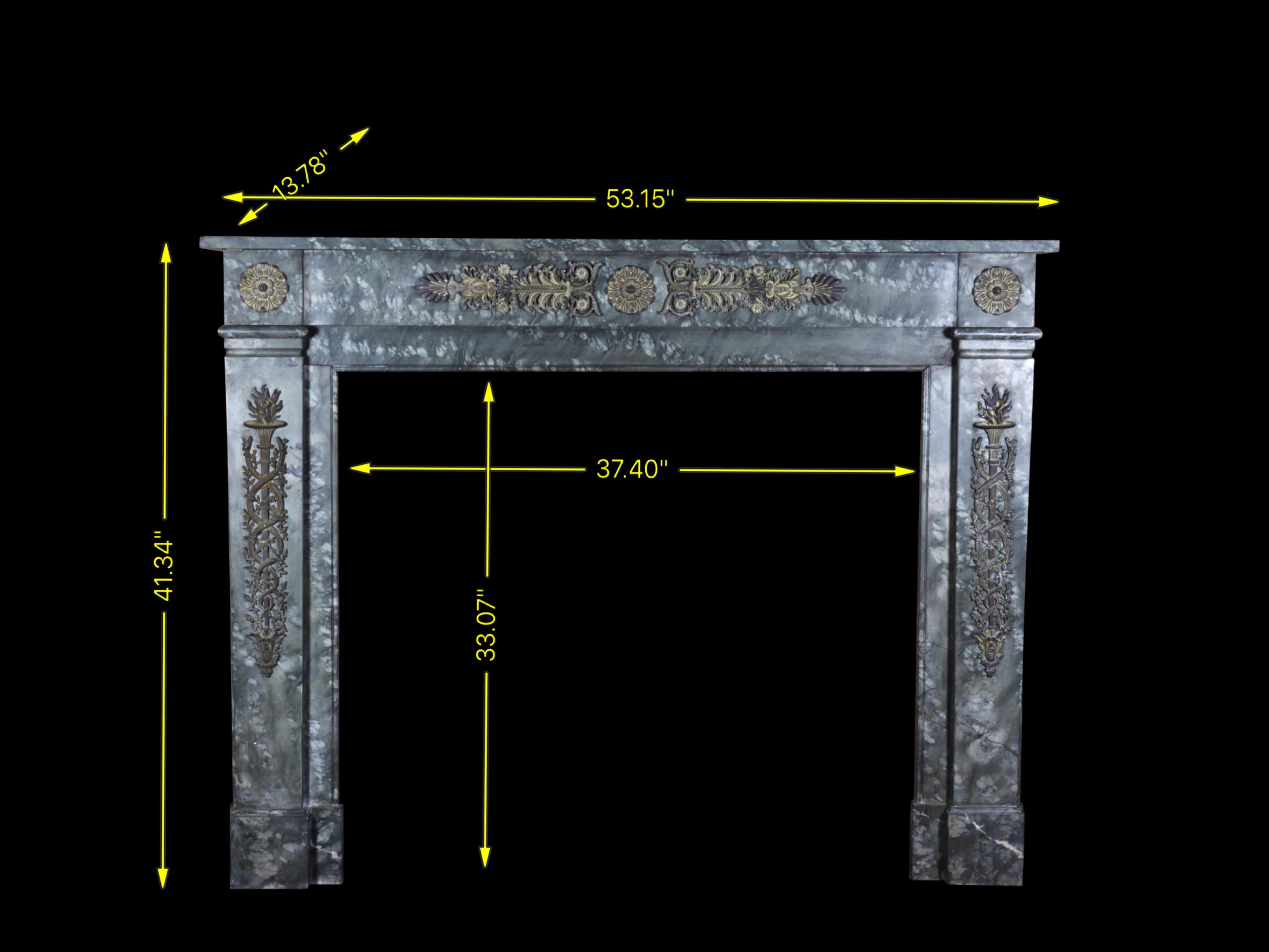 18th Century Fine Marble Fireplace Surround With Bespoke Brass Bijouterie For Sale 5