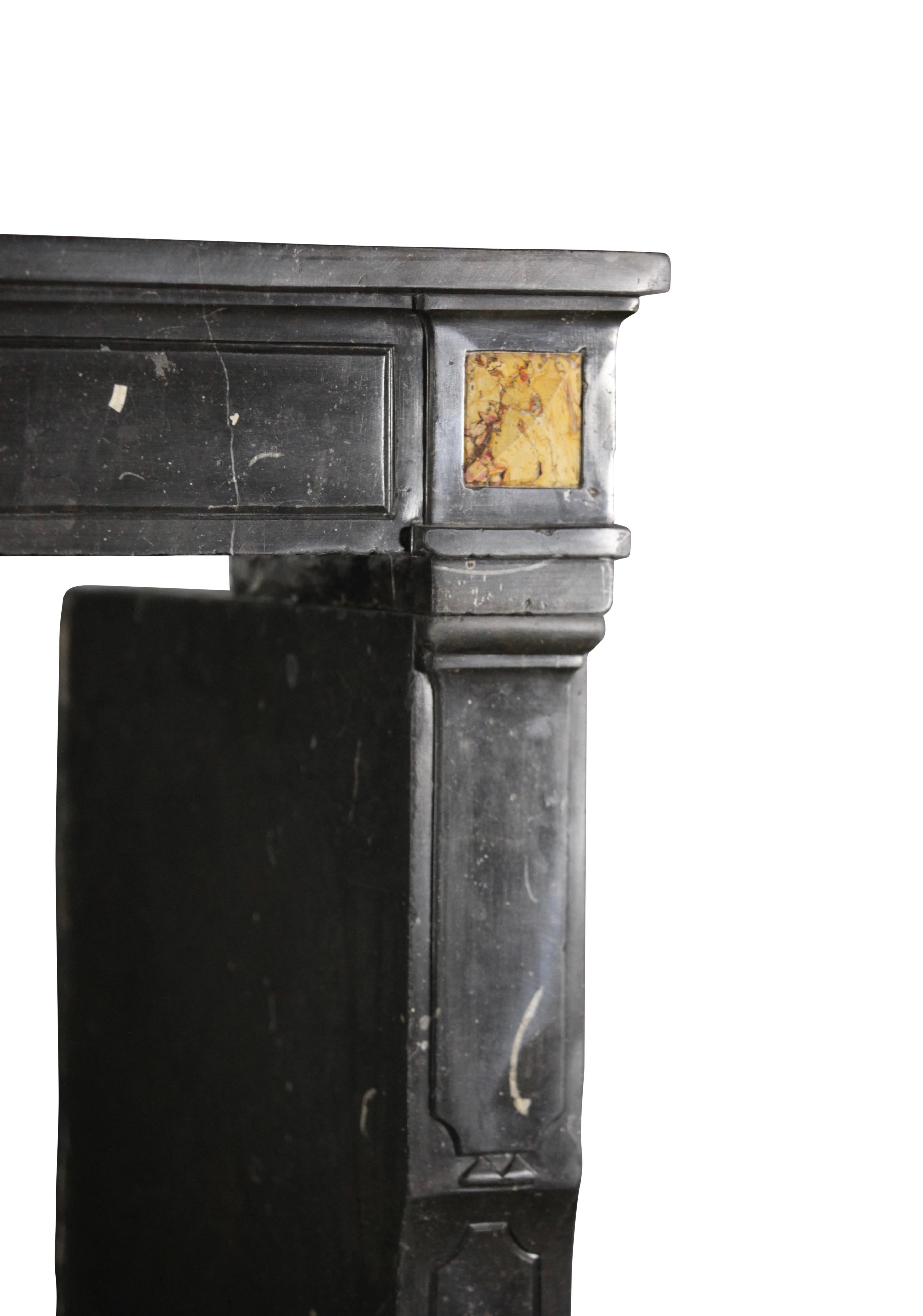 French 18th Century Fine Original Antique Fireplace Mantle in Black Fossil Stone For Sale
