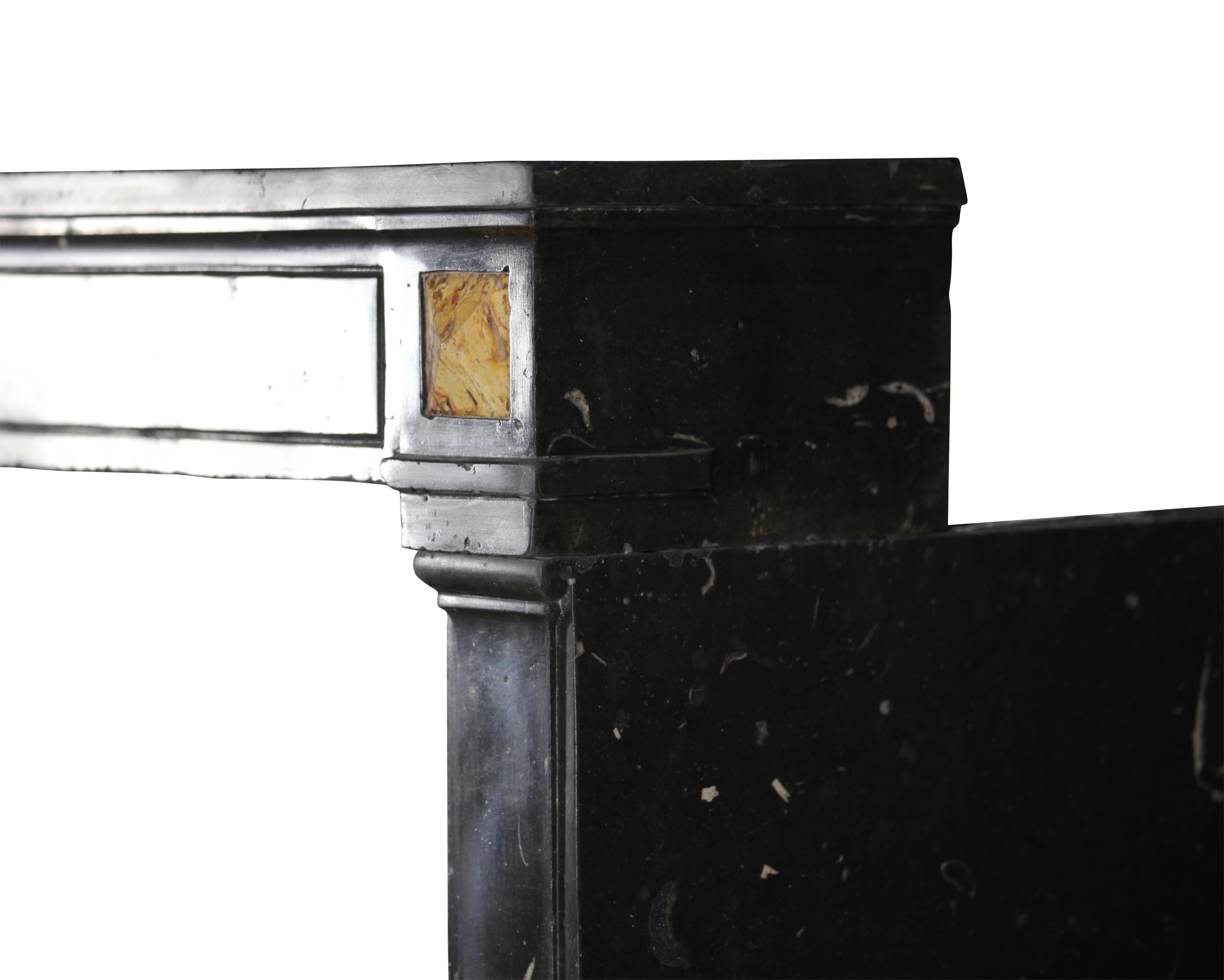 18th Century Fine Original Antique Fireplace Mantle in Black Fossil Stone For Sale 1
