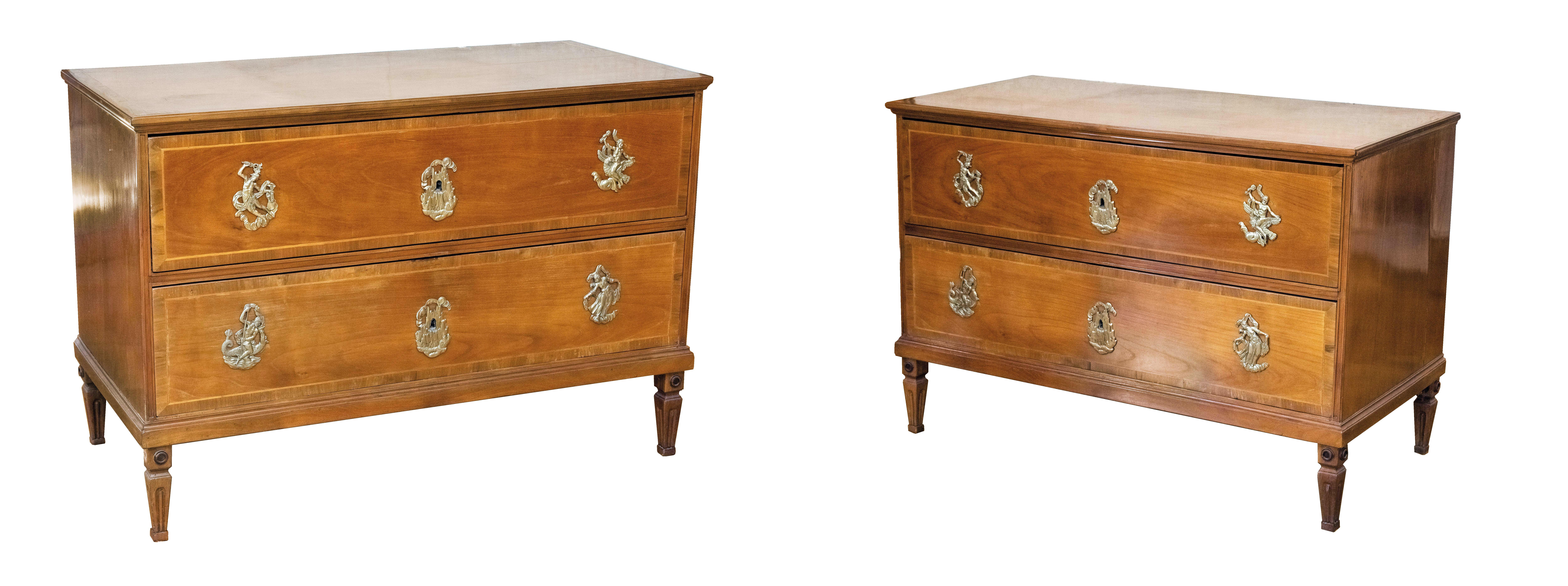 We are pleased to present this extraordinary pair of Viennese Neoclassical commodes, exemplifying the pinnacle of craftsmanship and design from the early 19th century, circa 1800. These magnificent pieces offer a rare opportunity to own authentic
