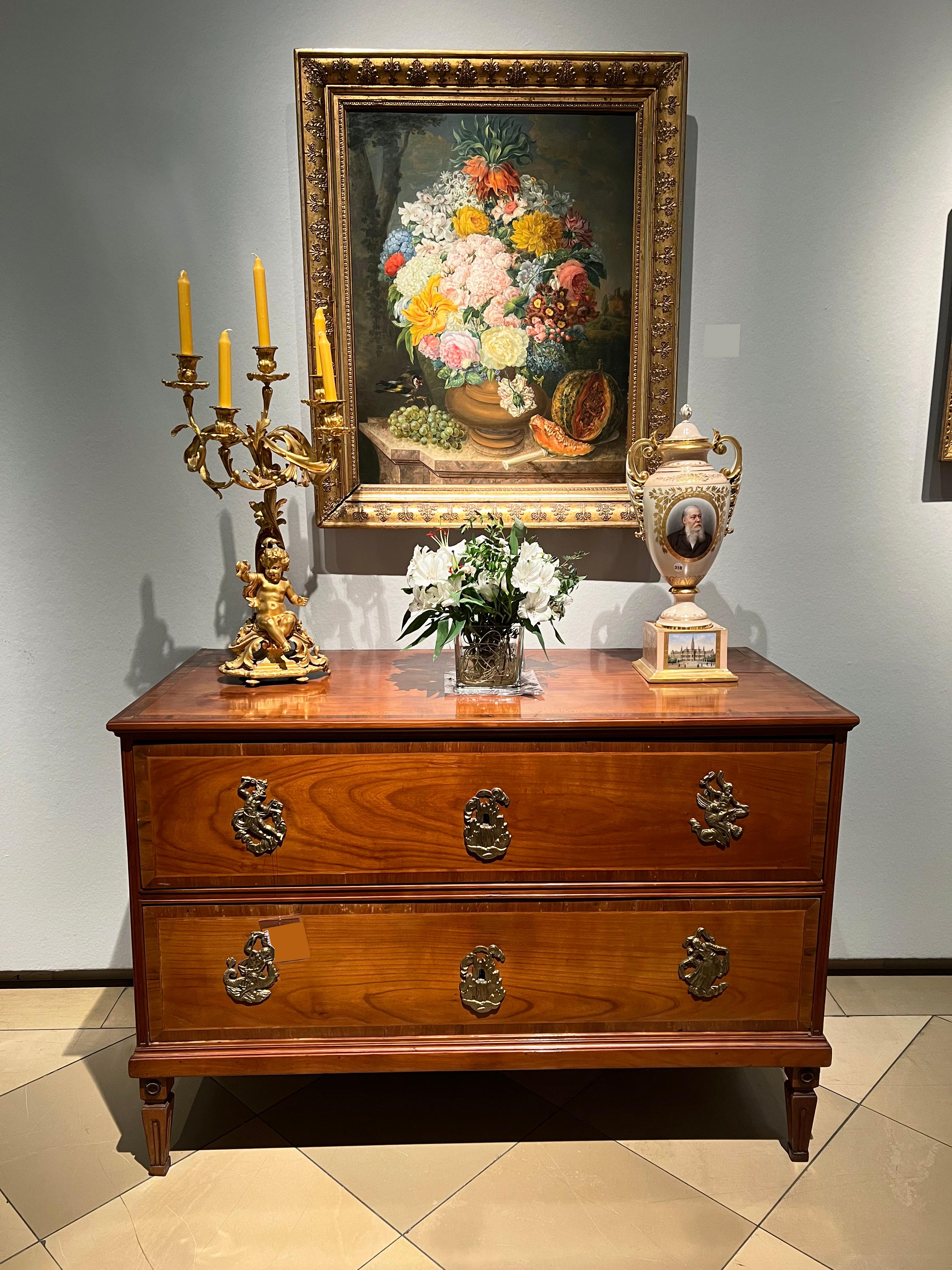 Carved 18th Century Fine Pair of Neoclassical Commodes. Vienna, c. 1800. For Sale