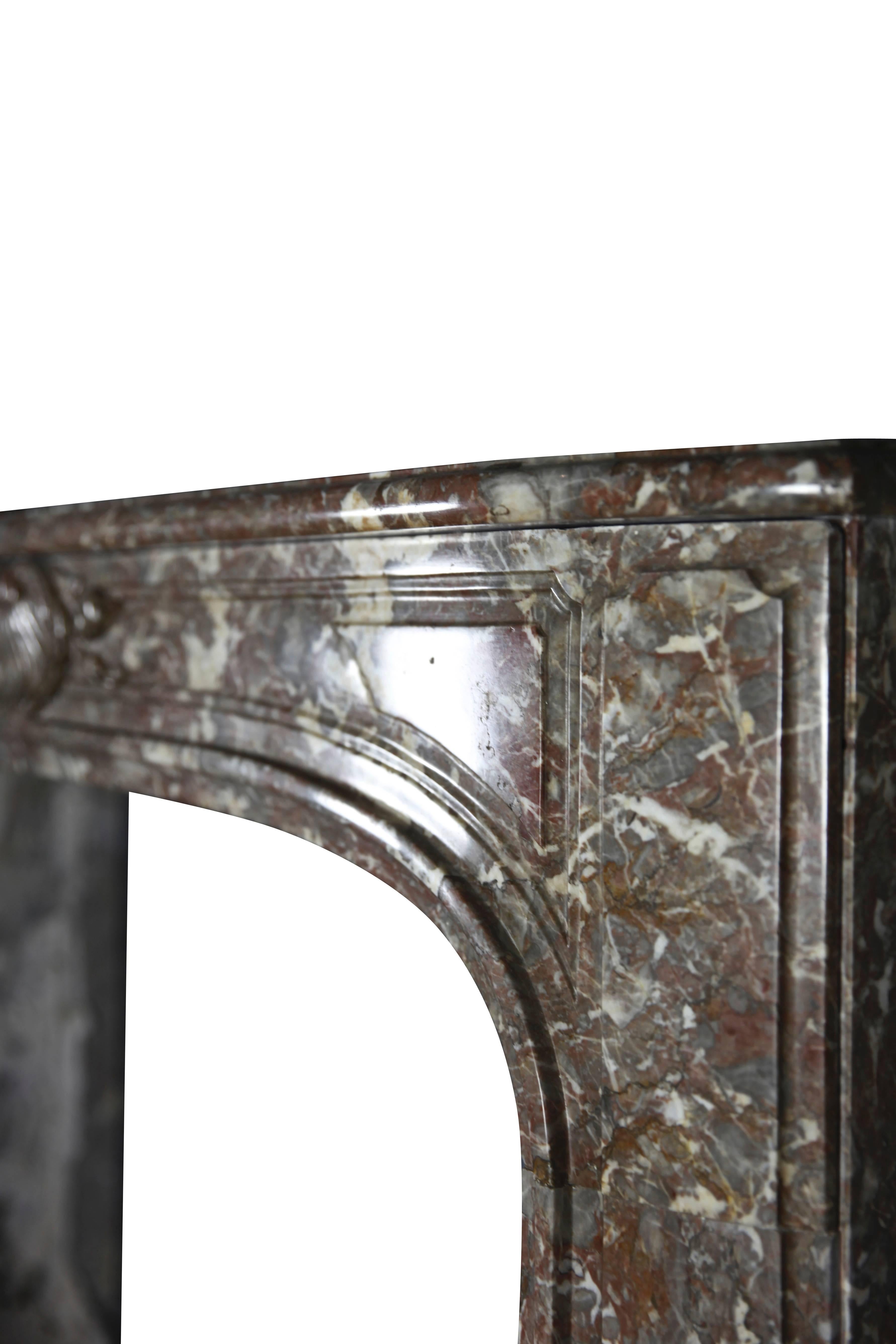 Carved 18th Century Fine Small European Marble Antique Fireplace Surround For Sale