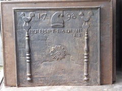 18th Century Fireback Pillars with Phrygian Cap and Eye of Providence