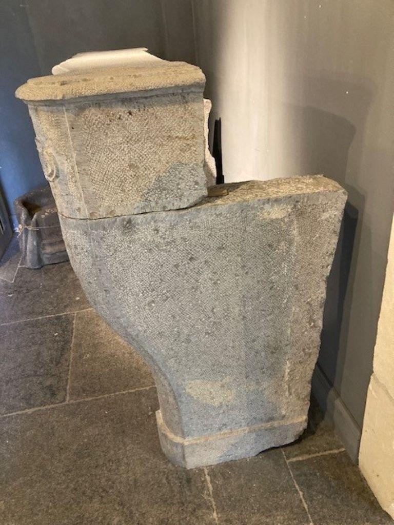 18th Century Fireplace Mantel in Grey Burgundy Stone For Sale 3