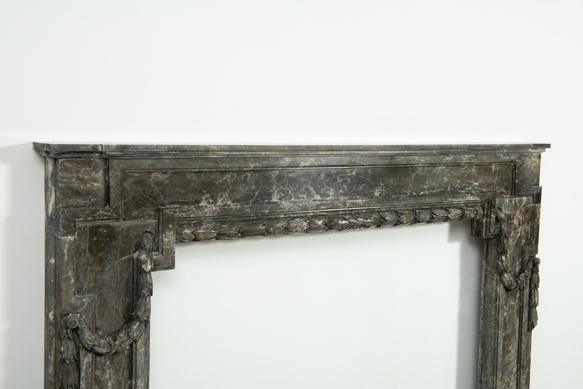 French 18th Century Fireplace Mantel in Gris d'Ardenne Marble For Sale