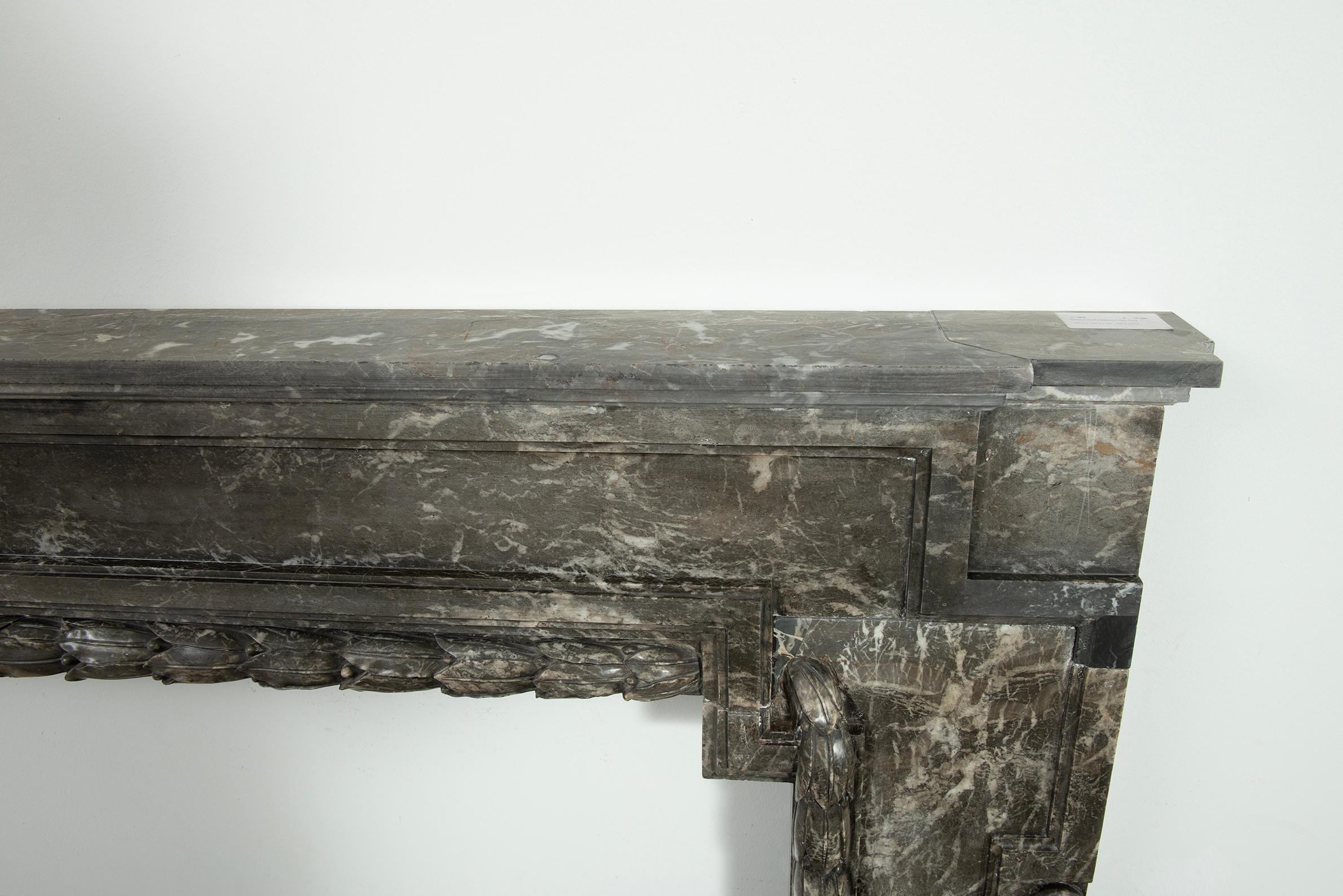 18th Century and Earlier 18th Century Fireplace Mantel in Gris d'Ardenne Marble For Sale