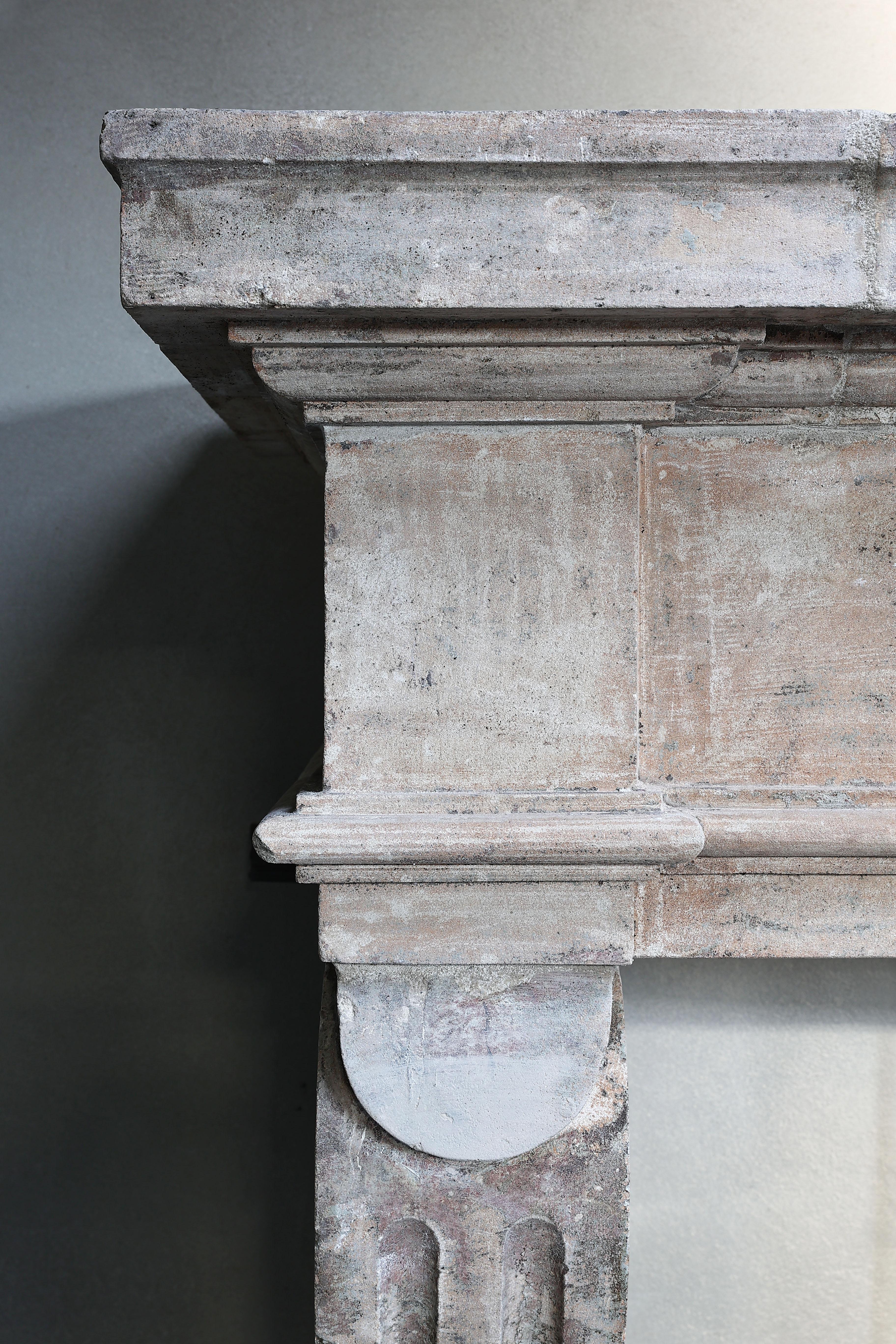 18th Century Fireplace of French Limestone in Style of Louis XIII 6