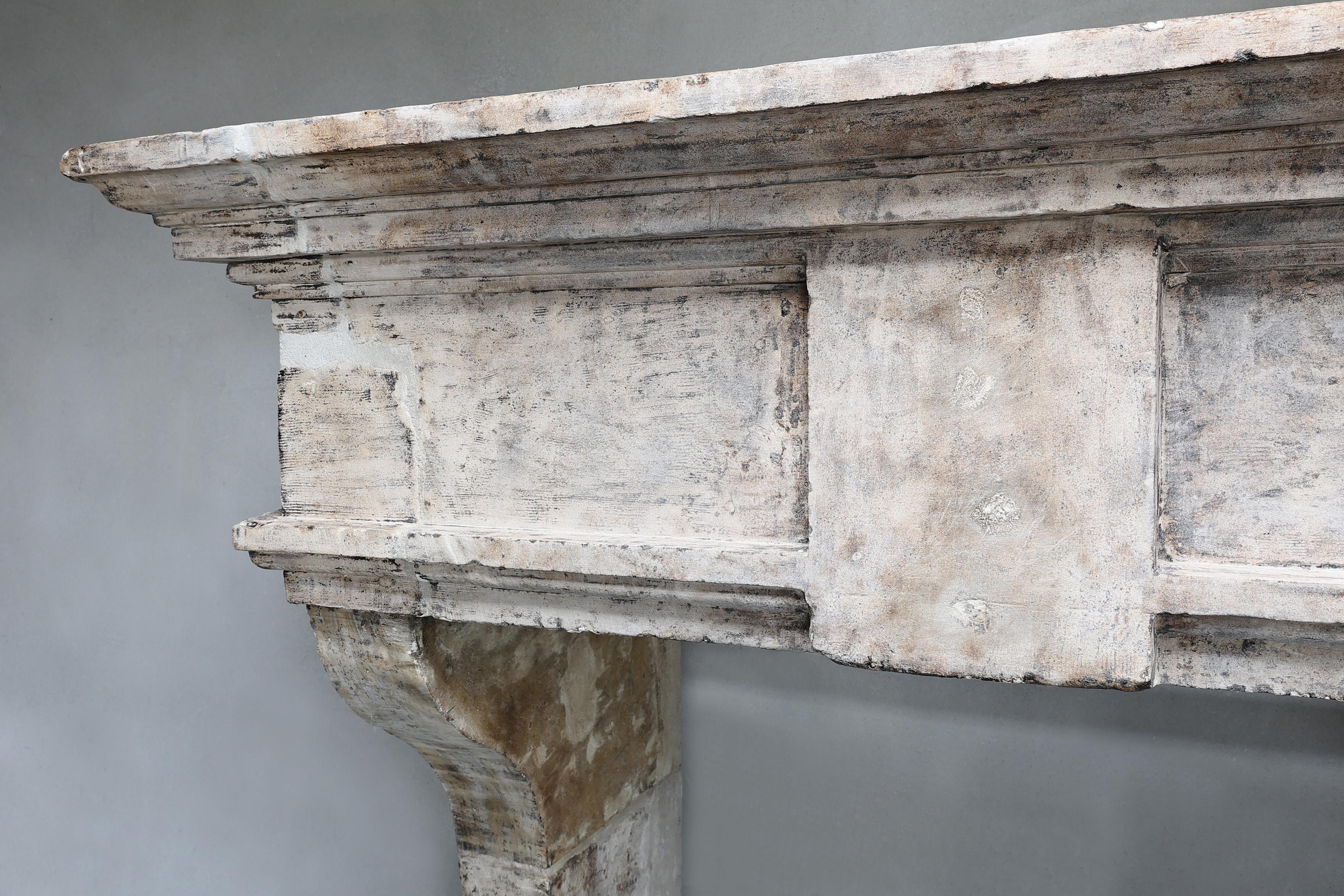 Limestone Antique French Fireplace For Sale