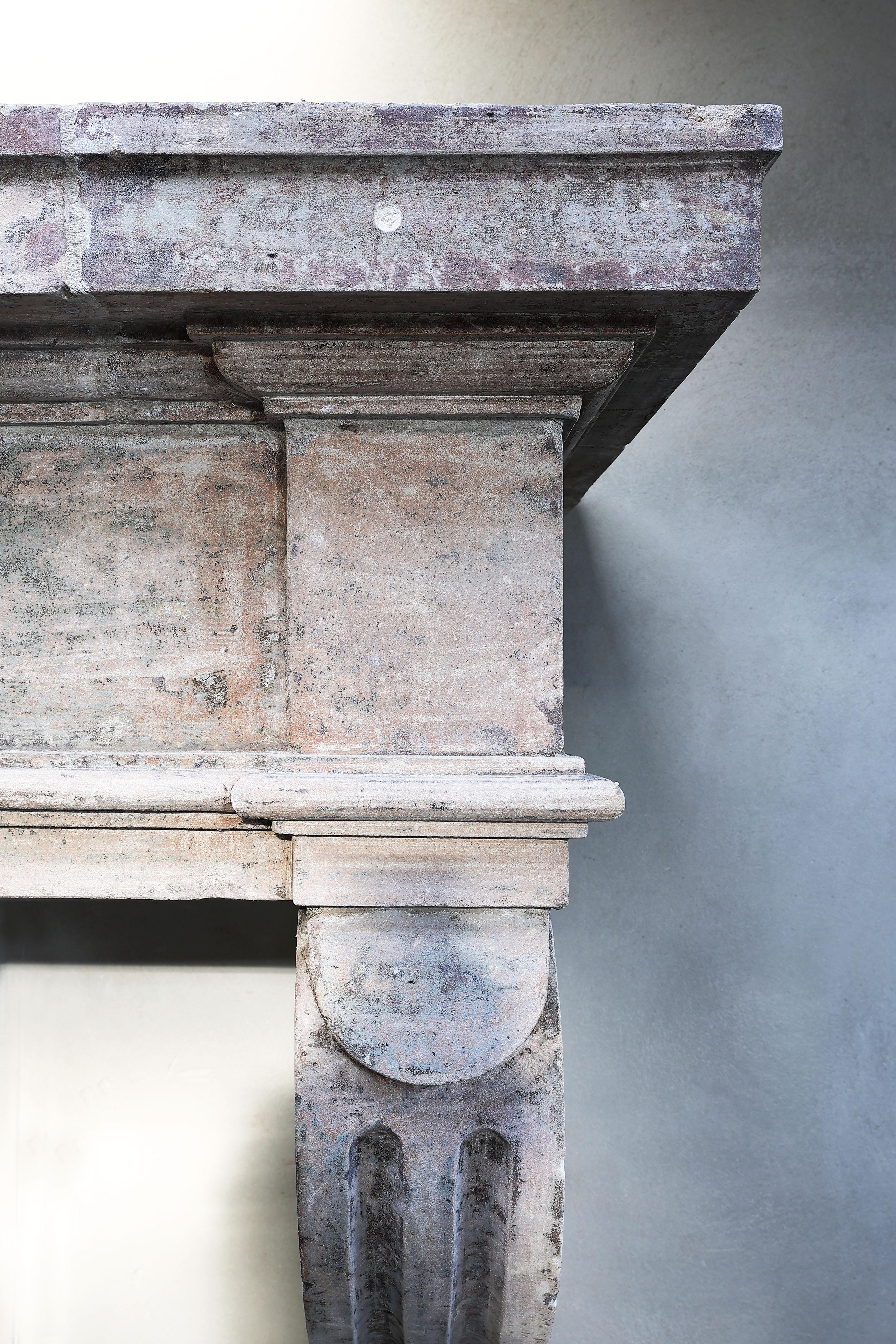 18th Century Fireplace of French Limestone in Style of Louis XIII 3