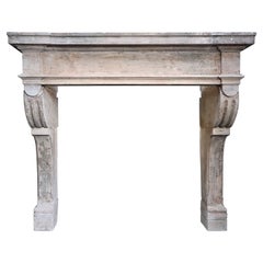 Antique 18th Century Fireplace of French Limestone in Style of Louis XIII