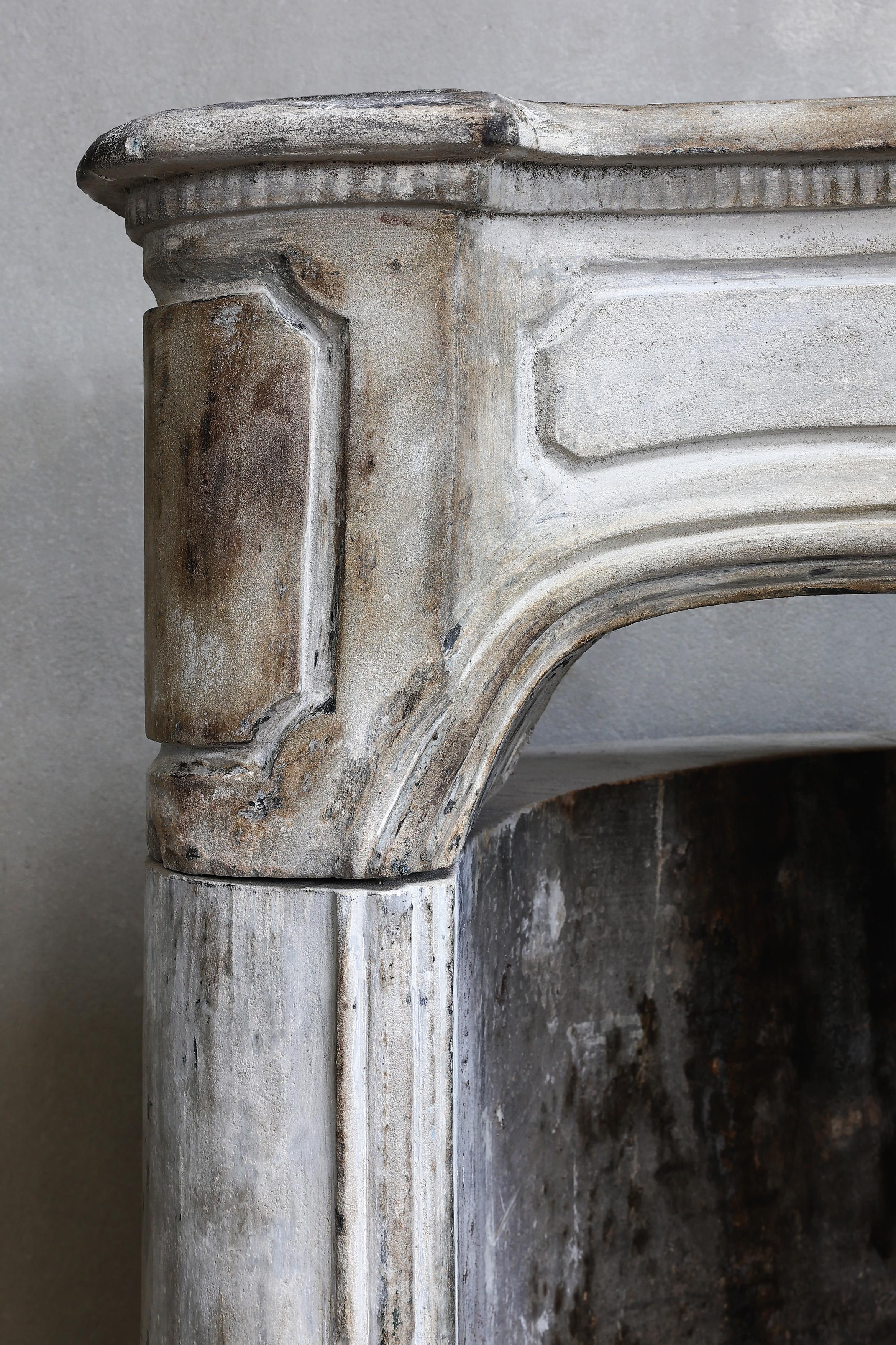 18th Century Fireplace of French Limestone in the Style of Louis XV For Sale 4