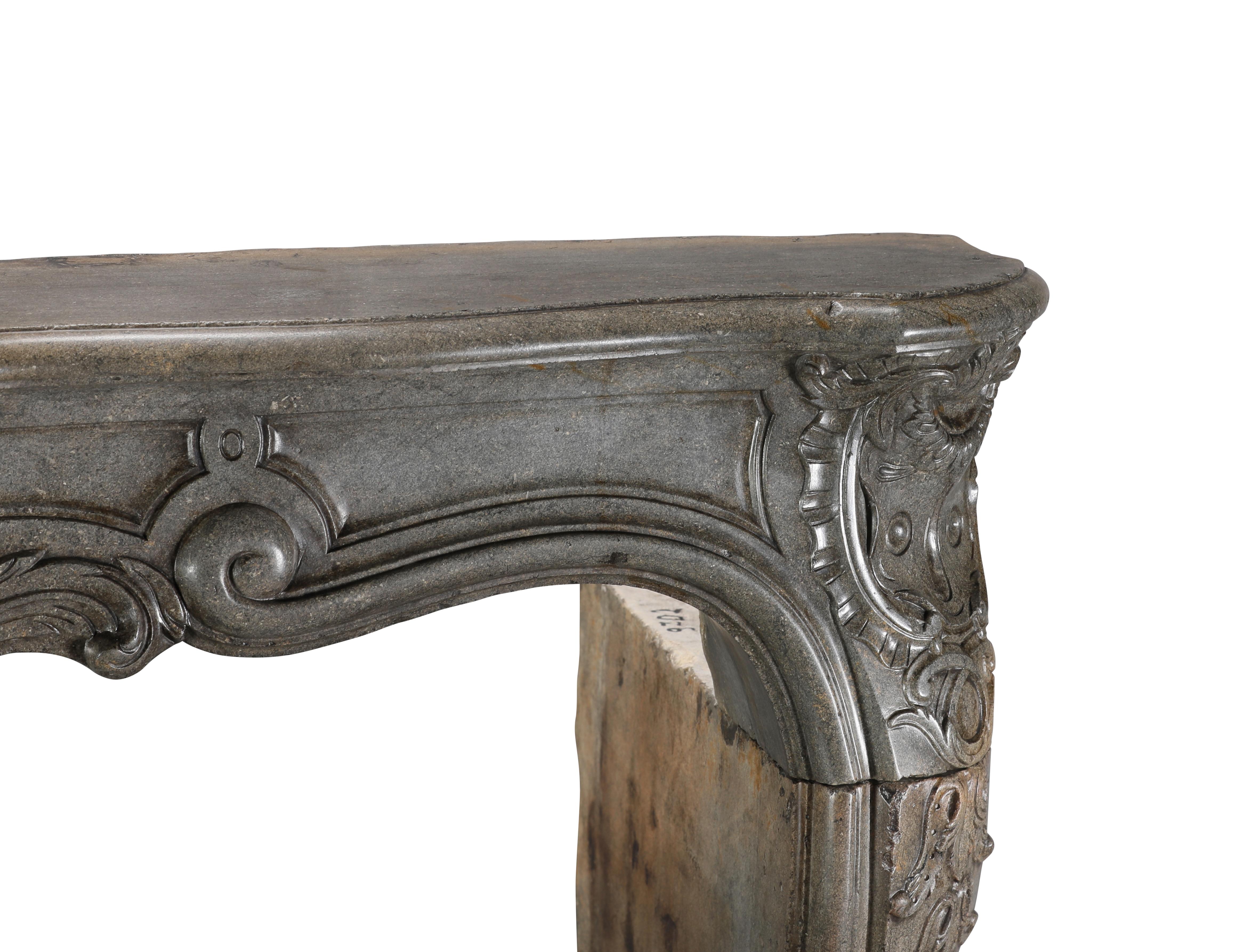 18th Century Fireplace Surround In Bicolour Stone From French Demeure For Sale 7