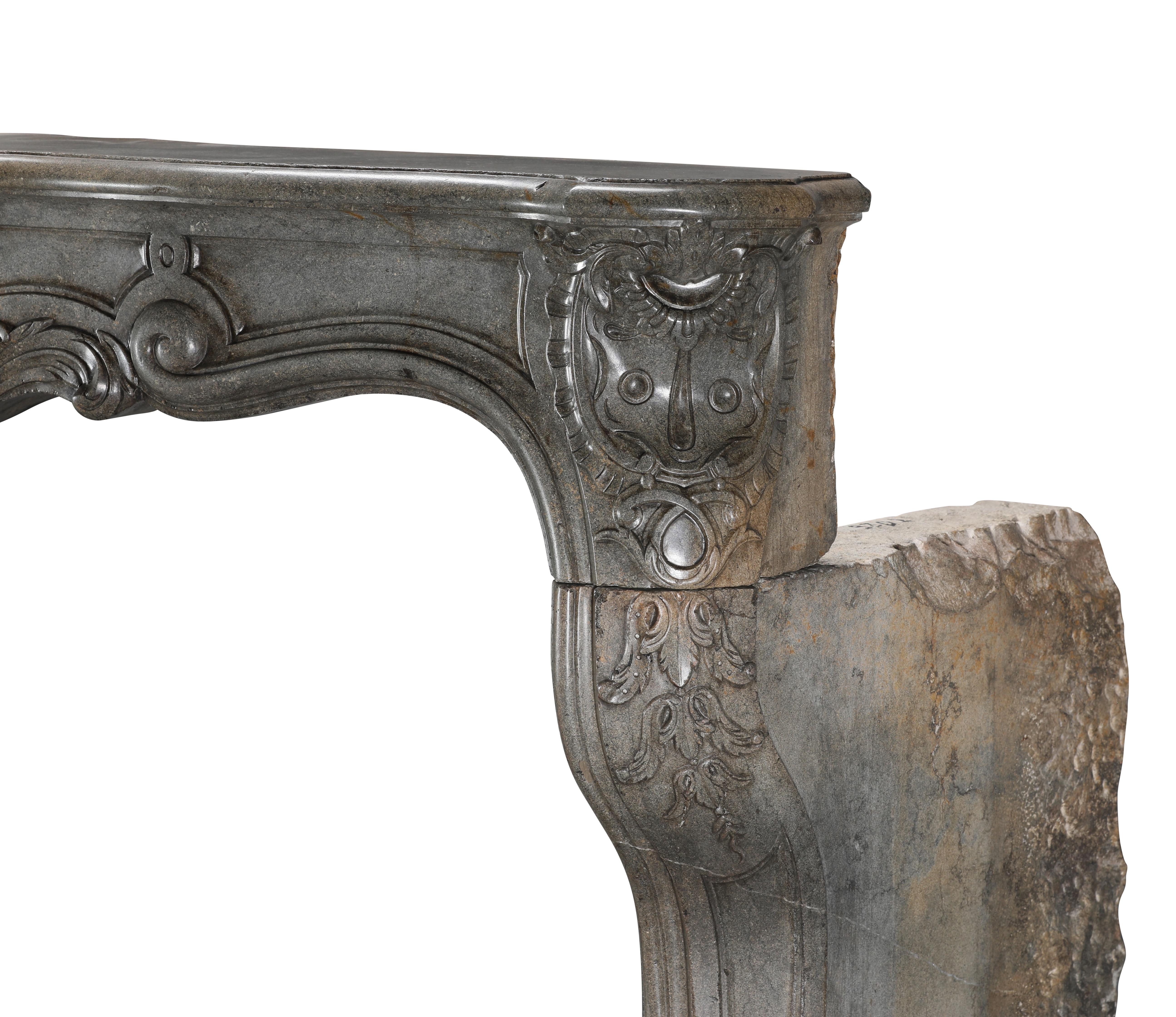 18th Century Fireplace Surround In Bicolour Stone From French Demeure For Sale 9