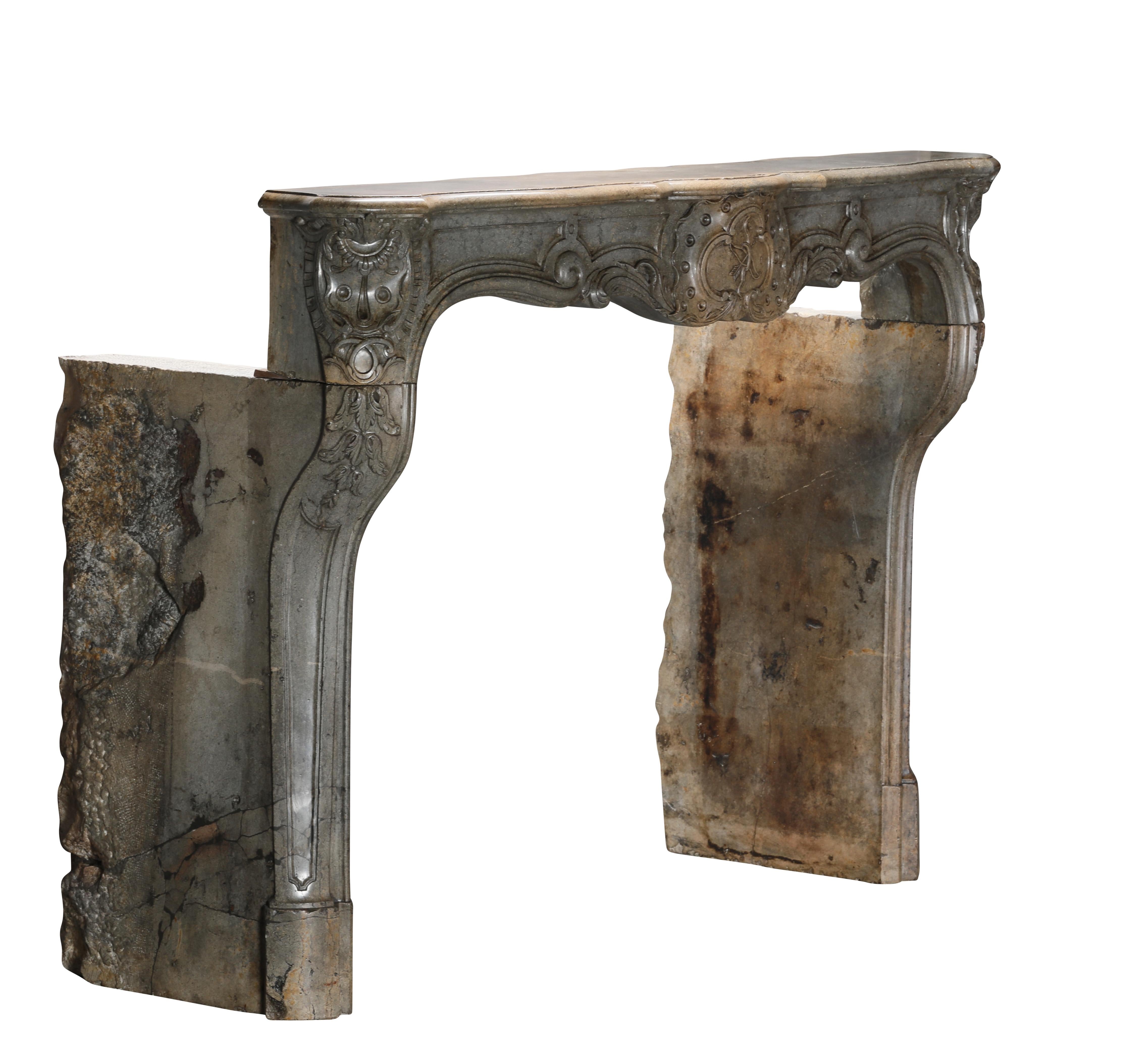 18th Century Fireplace Surround In Bicolour Stone From French Demeure For Sale 13