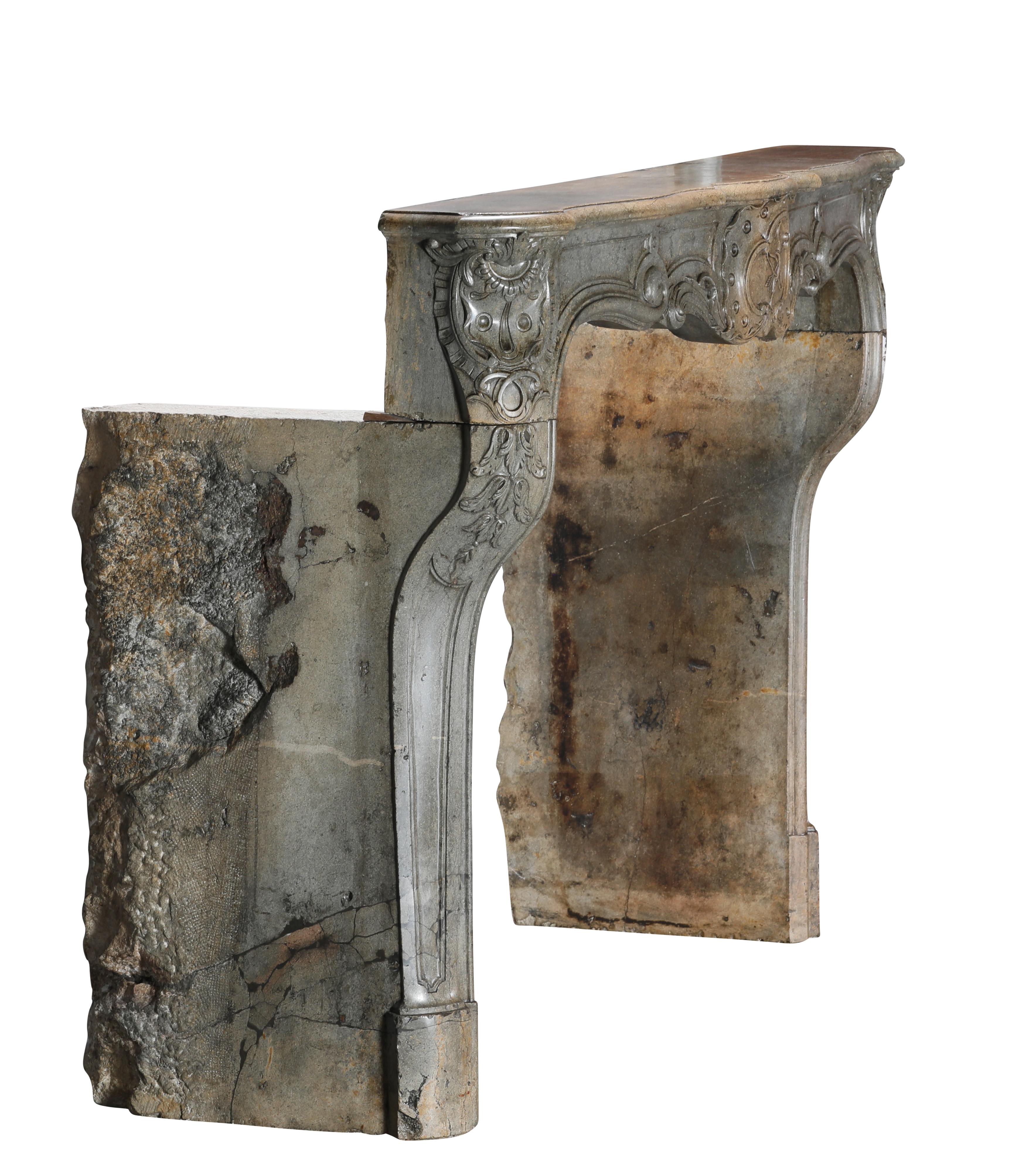 18th Century Fireplace Surround In Bicolour Stone From French Demeure For Sale 14