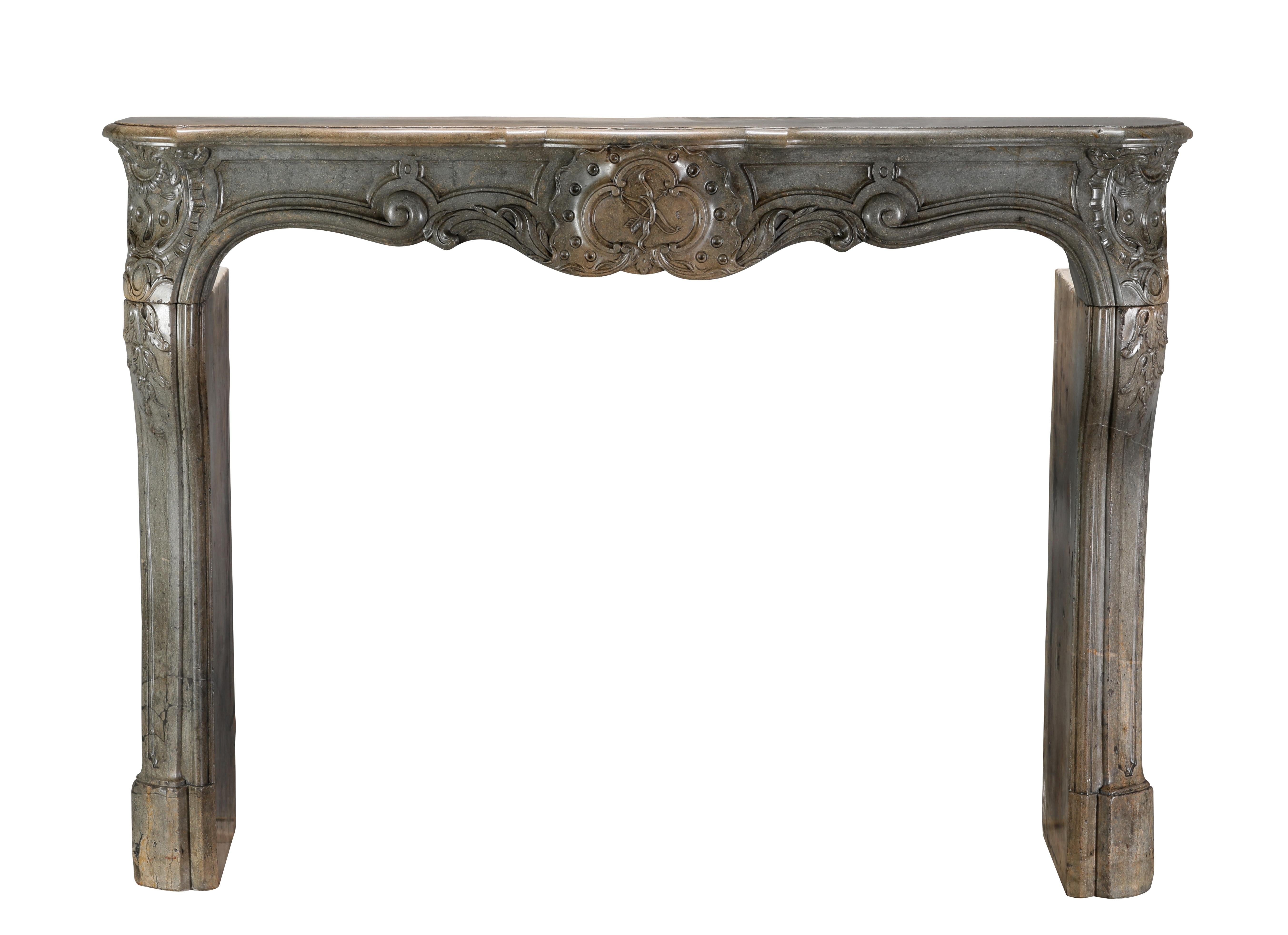 18th Century and Earlier 18th Century Fireplace Surround In Bicolour Stone From French Demeure For Sale