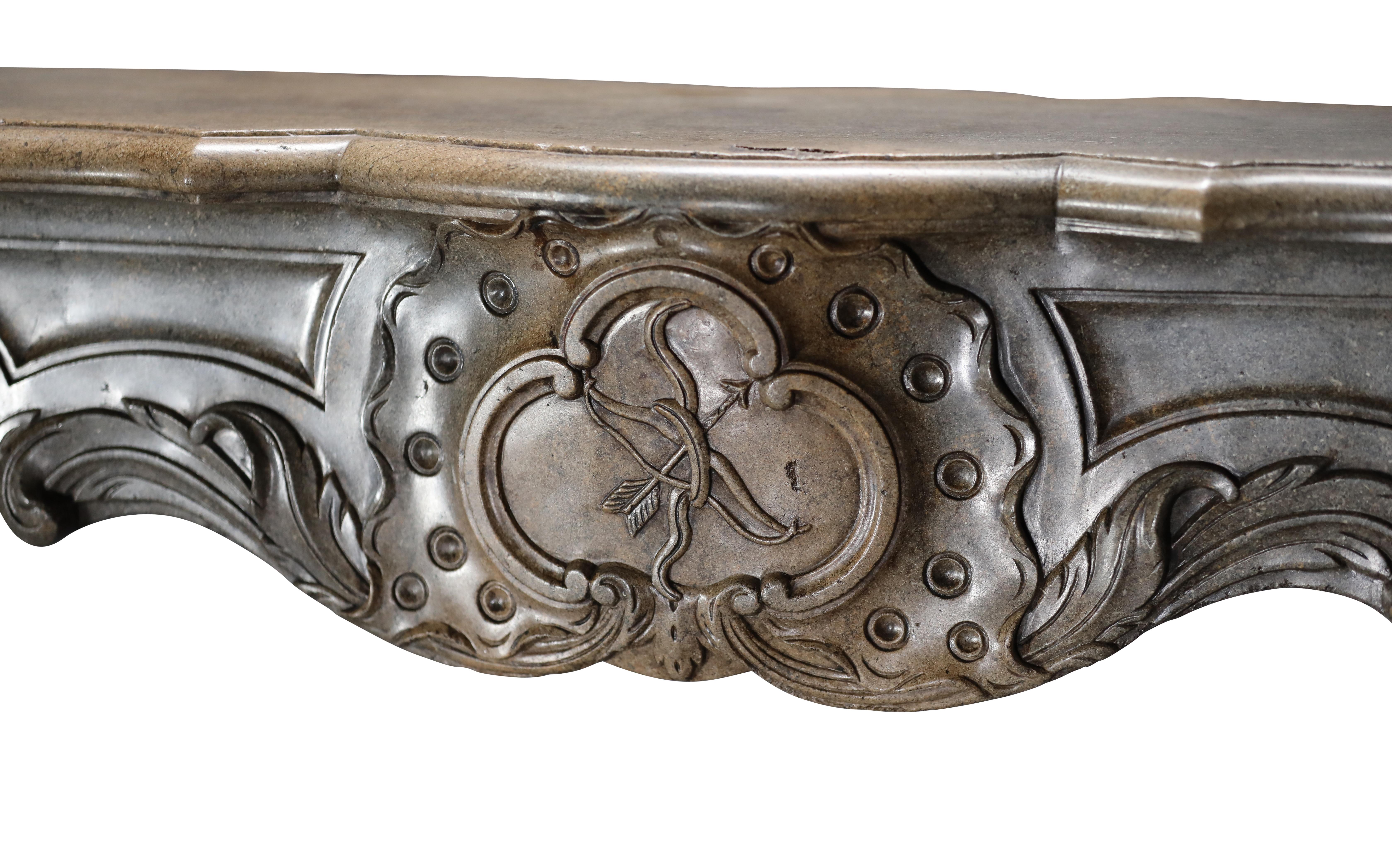 18th Century Fireplace Surround In Bicolour Stone From French Demeure For Sale 3